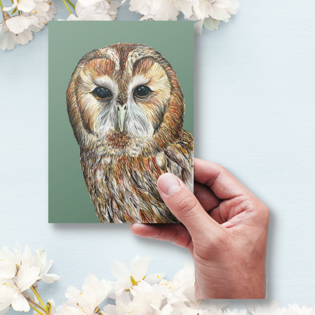 Handmade Wildlife Greetings Card - Owl