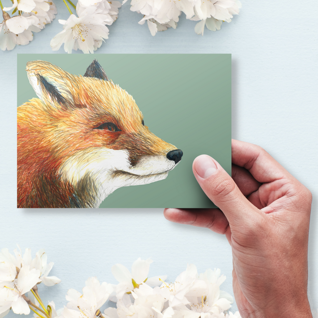 Handmade Wildlife Greetings Card - Fox