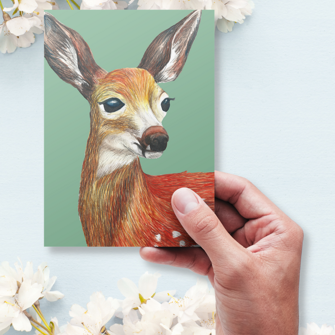 Handmade Wildlife Greetings Card - Deer