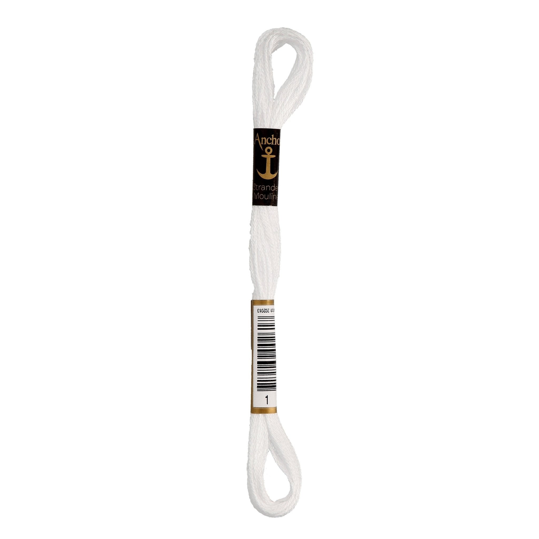 1 (WHITE): Anchor Stranded Mouline Cotton Skein - 8m | Buy Online from The Home Crafters