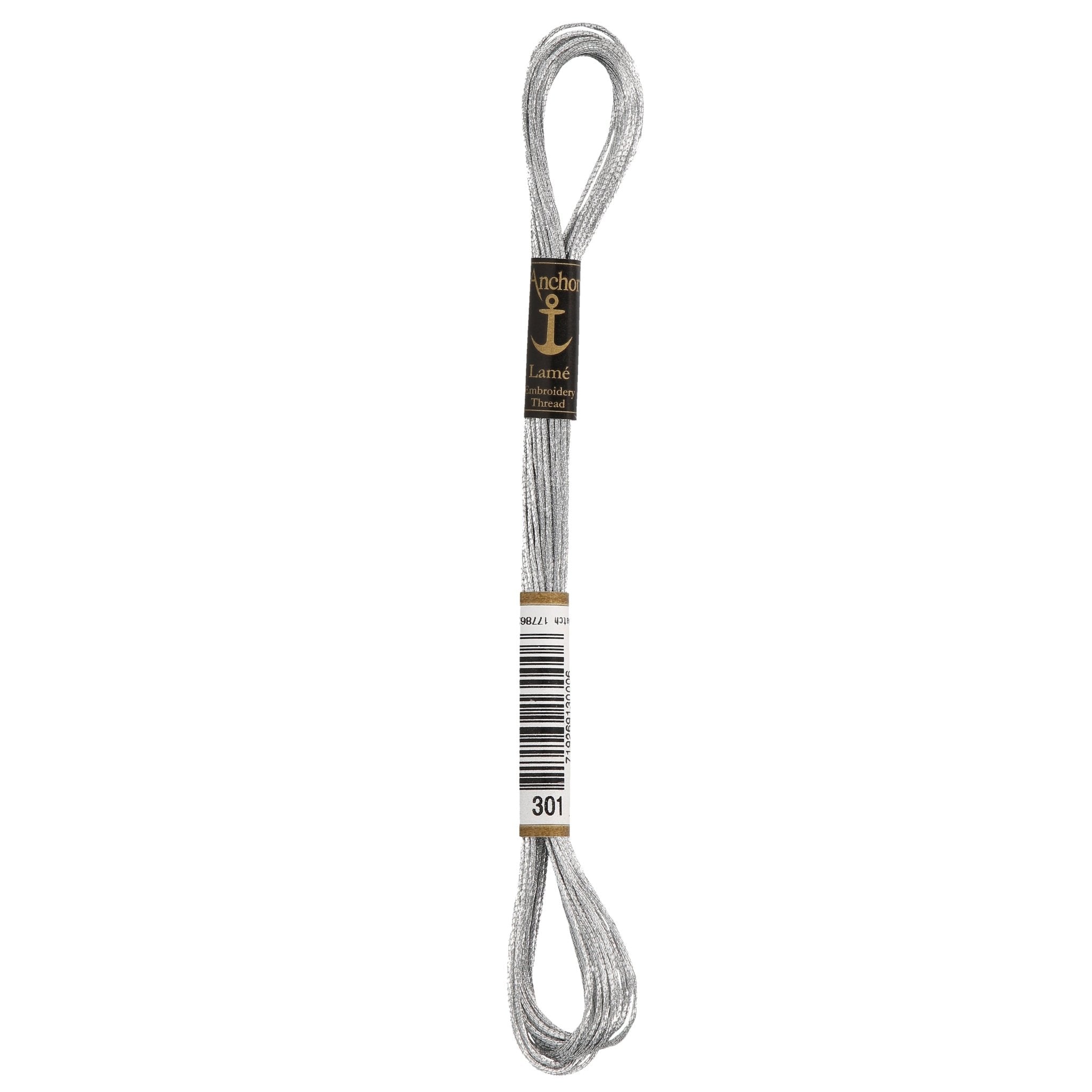 301 (SILVER): Anchor Metallic Lamé Embroidery Thread Skein - 8m | Buy Online from The Home Crafters