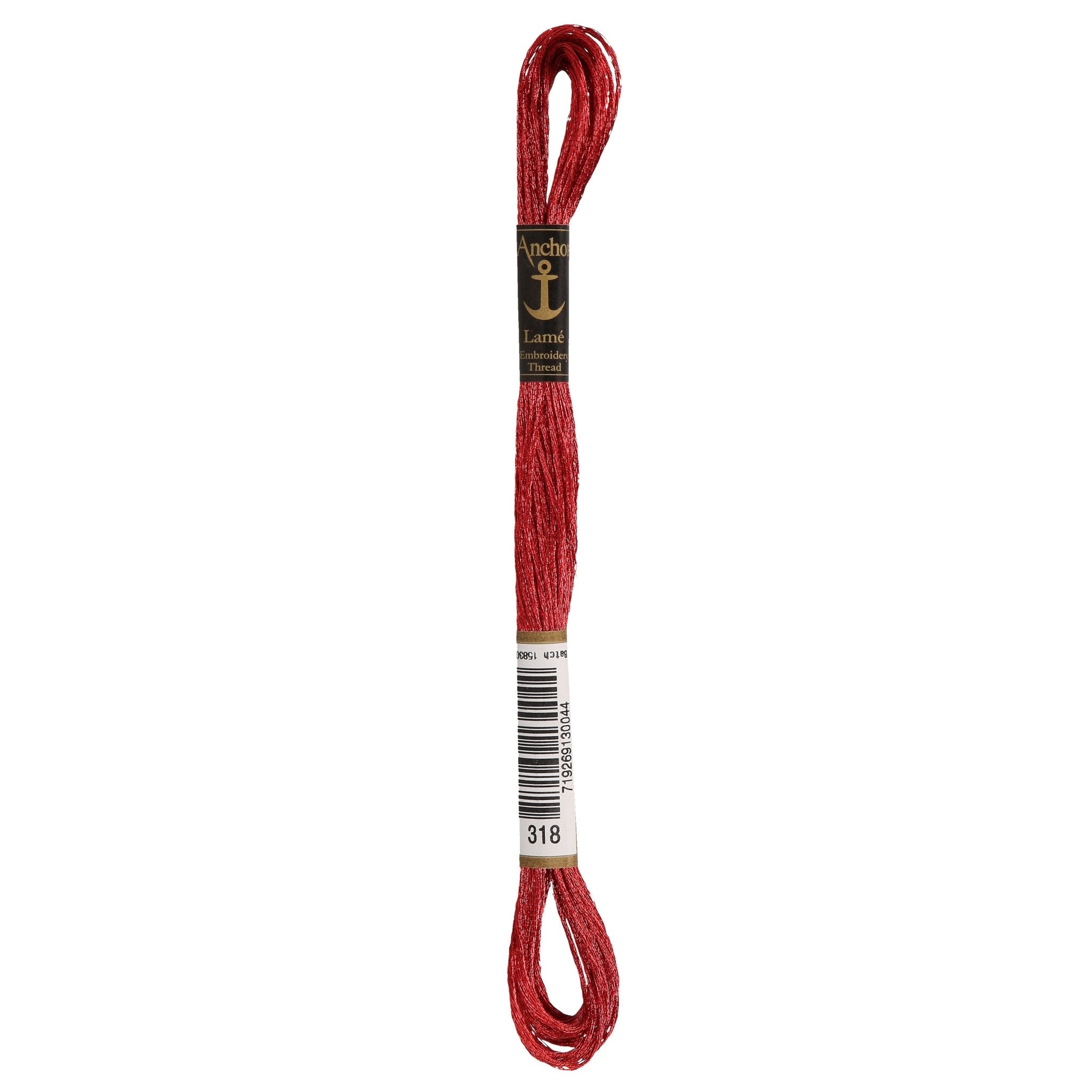 318 (RED): Anchor Metallic Lamé Embroidery Thread Skein - 8m | Buy Online from The Home Crafters