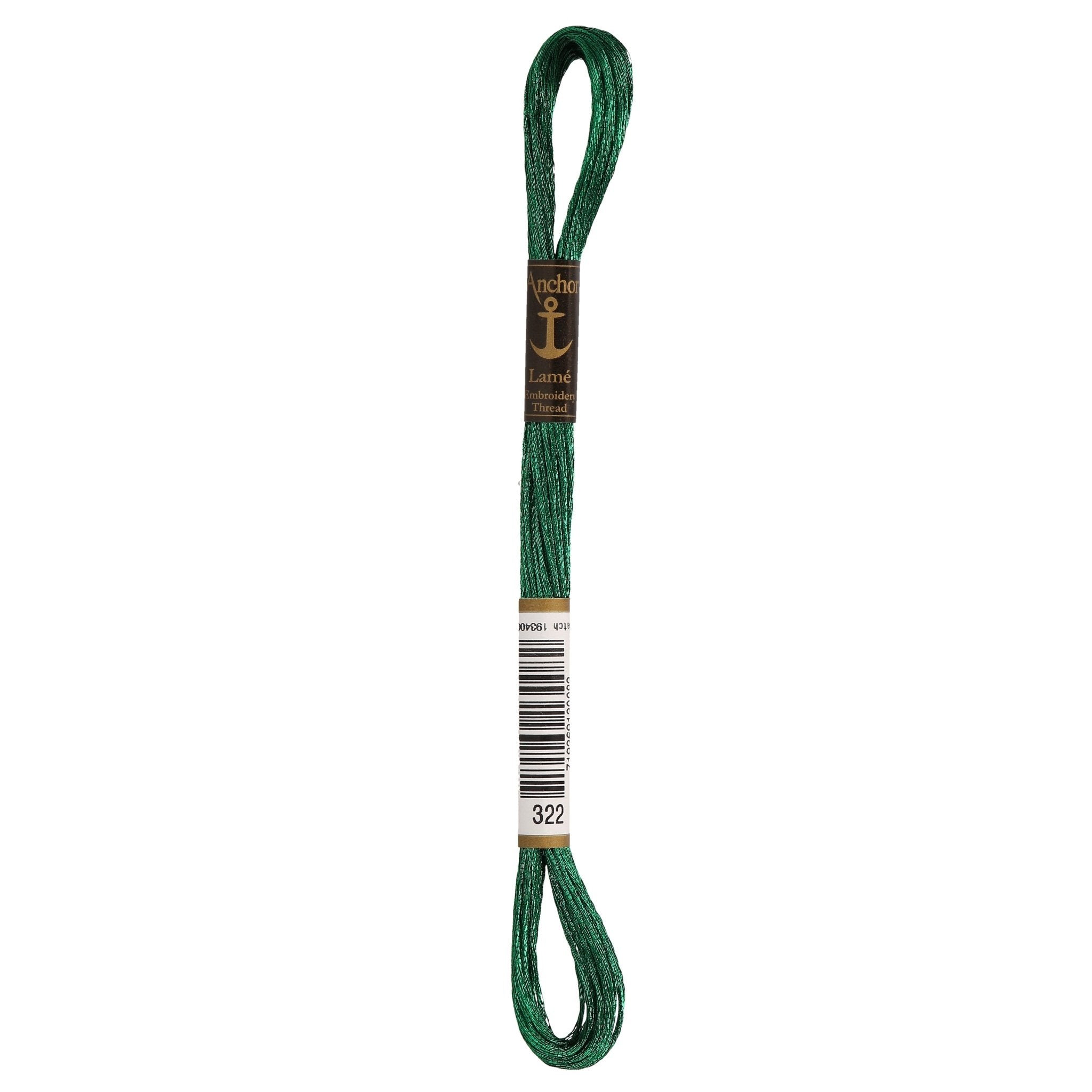 322 (GREEN): Anchor Metallic Lamé Embroidery Thread Skein - 8m | Buy Online from The Home Crafters