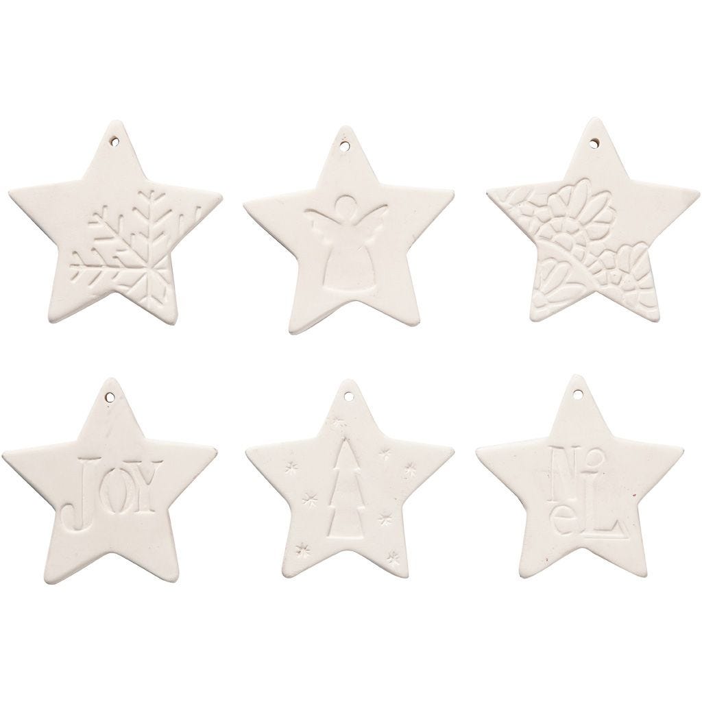 Decorative Terracotta Hanging Star Ornaments  - 6pk