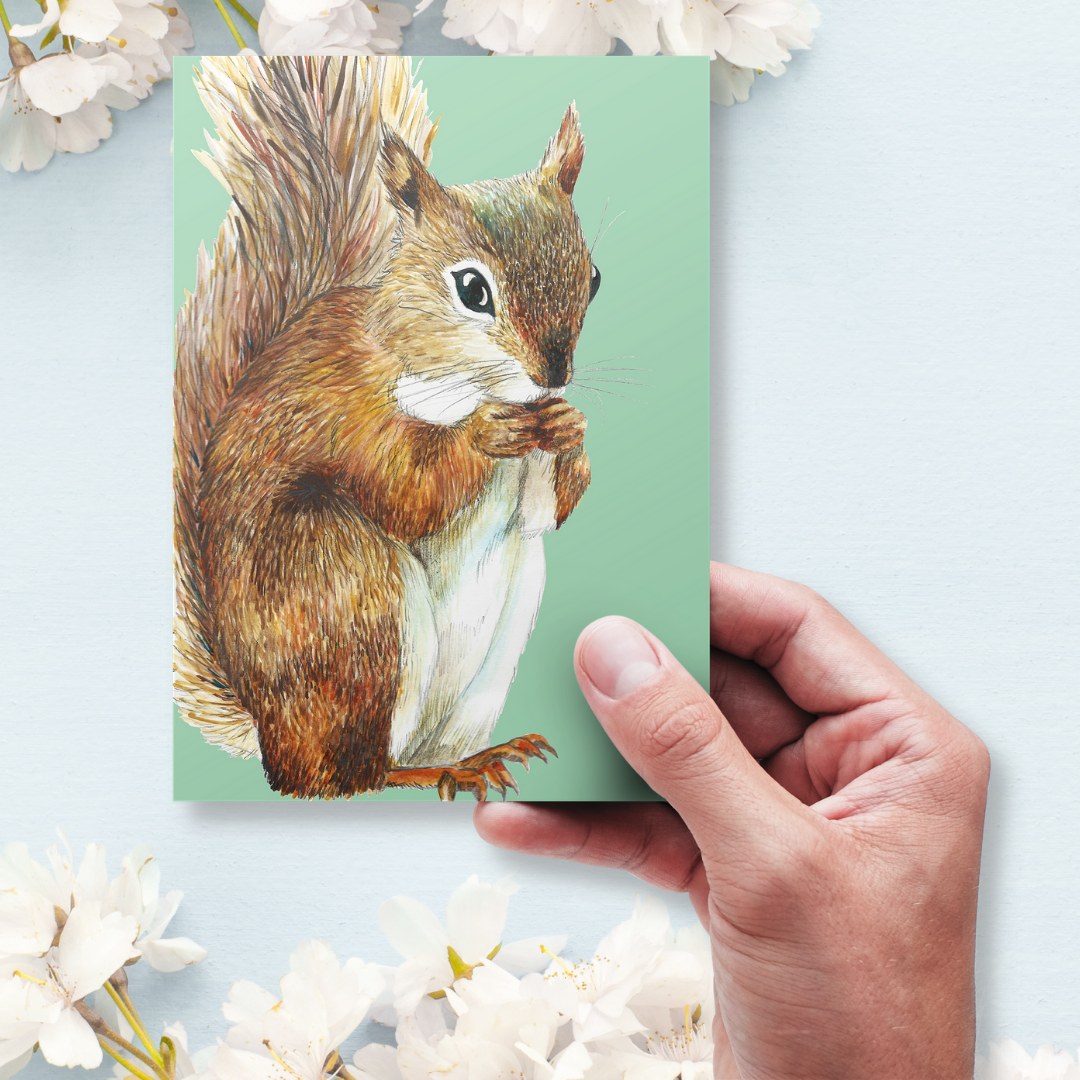 Handmade Wildlife Greetings Card - Squirrel