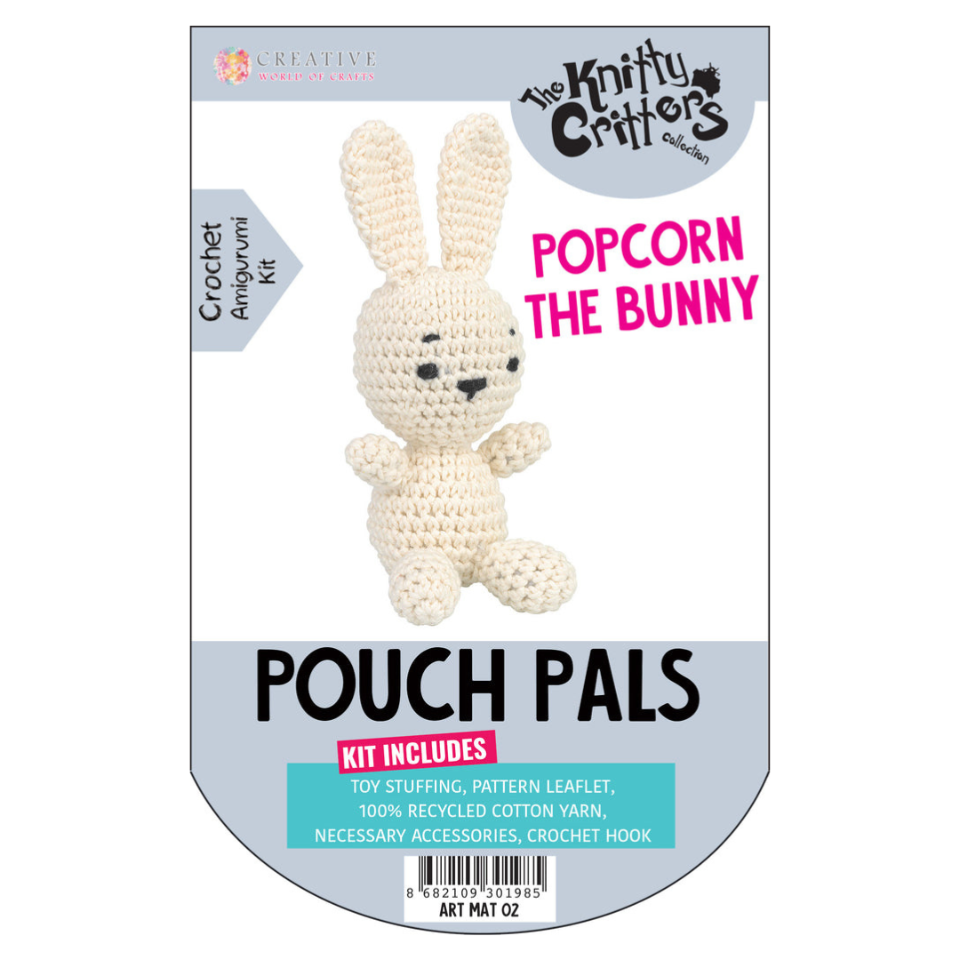 Knitty Critters Pouch Pals Crochet Kit - Popcorn the Bunny