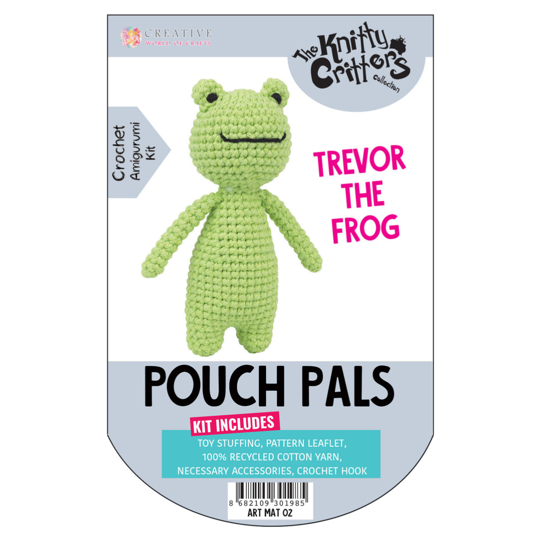 Knitty Critters Pouch Pals Crochet Kit - Trevor the Frog