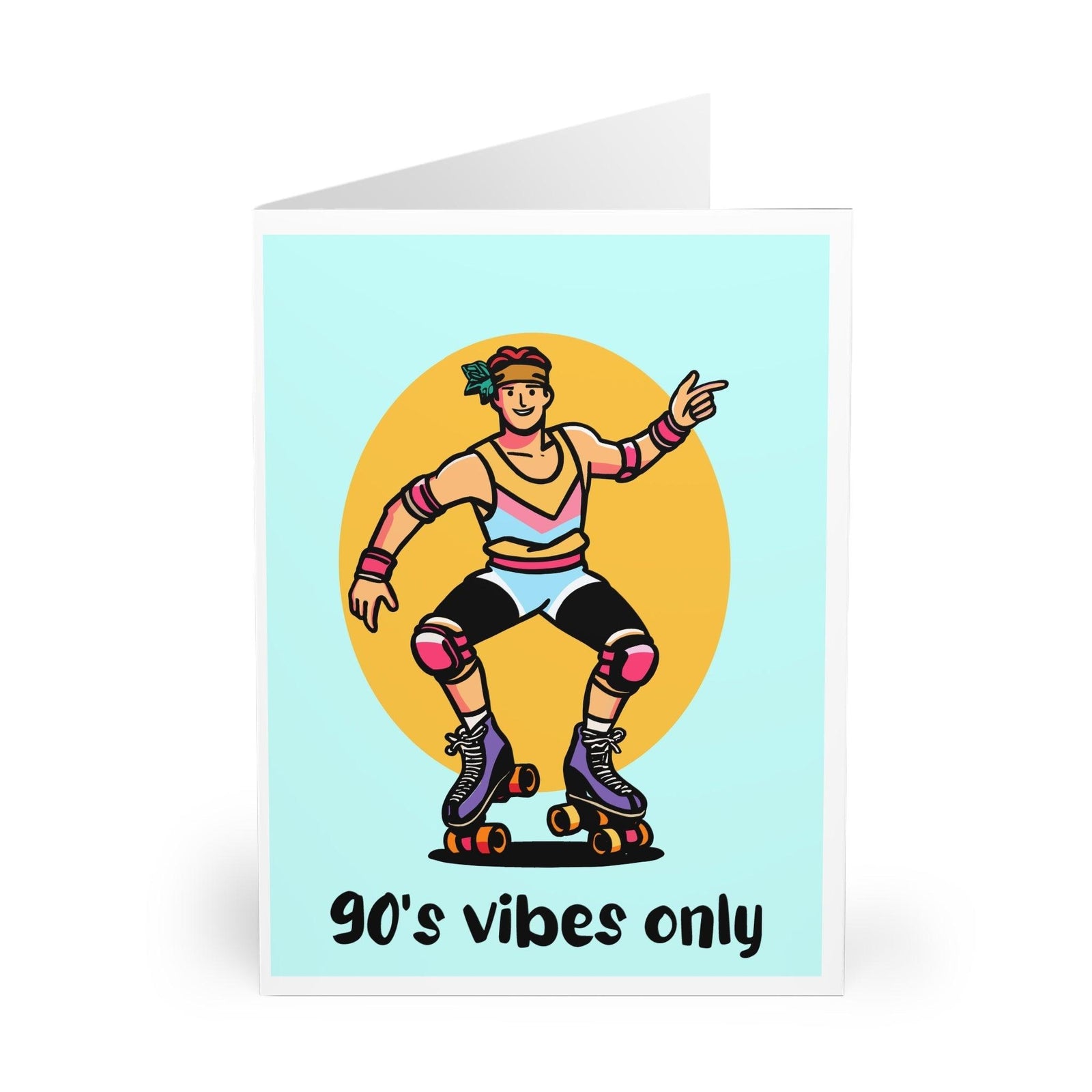 90s Vibes Only – Funny Roller Skater Greeting Card | Buy Online from The Home Crafters