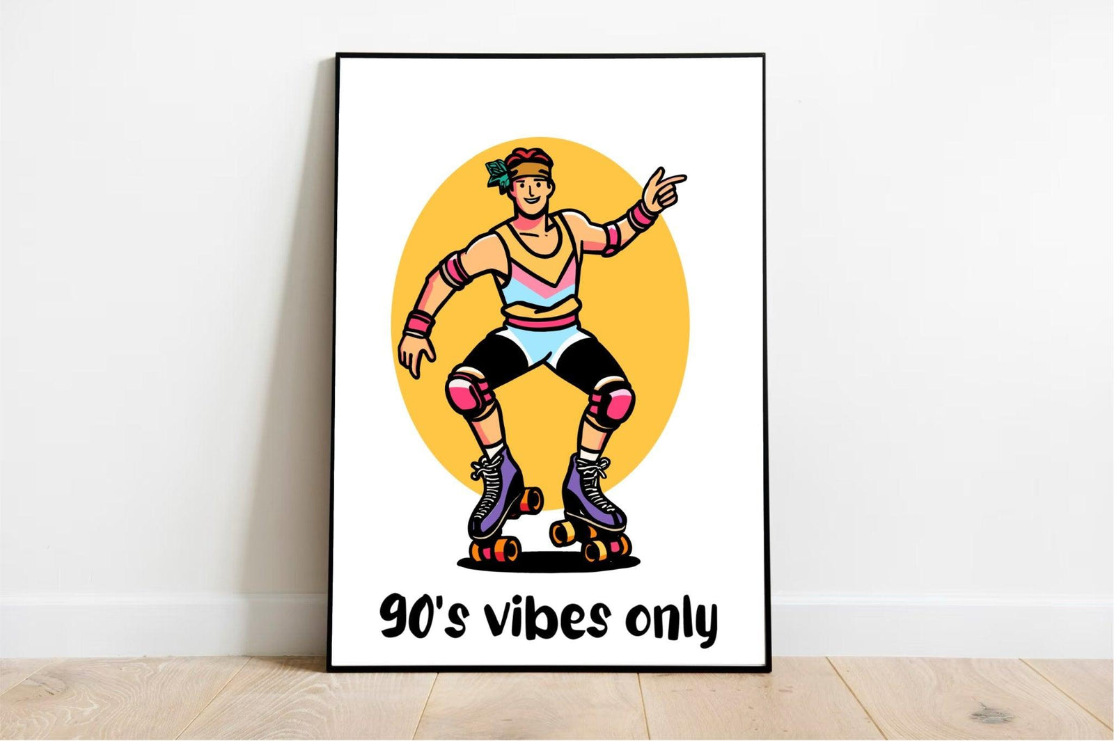90s Vibes Only – Retro Roller Skater Art Print | Buy Online from The Home Crafters