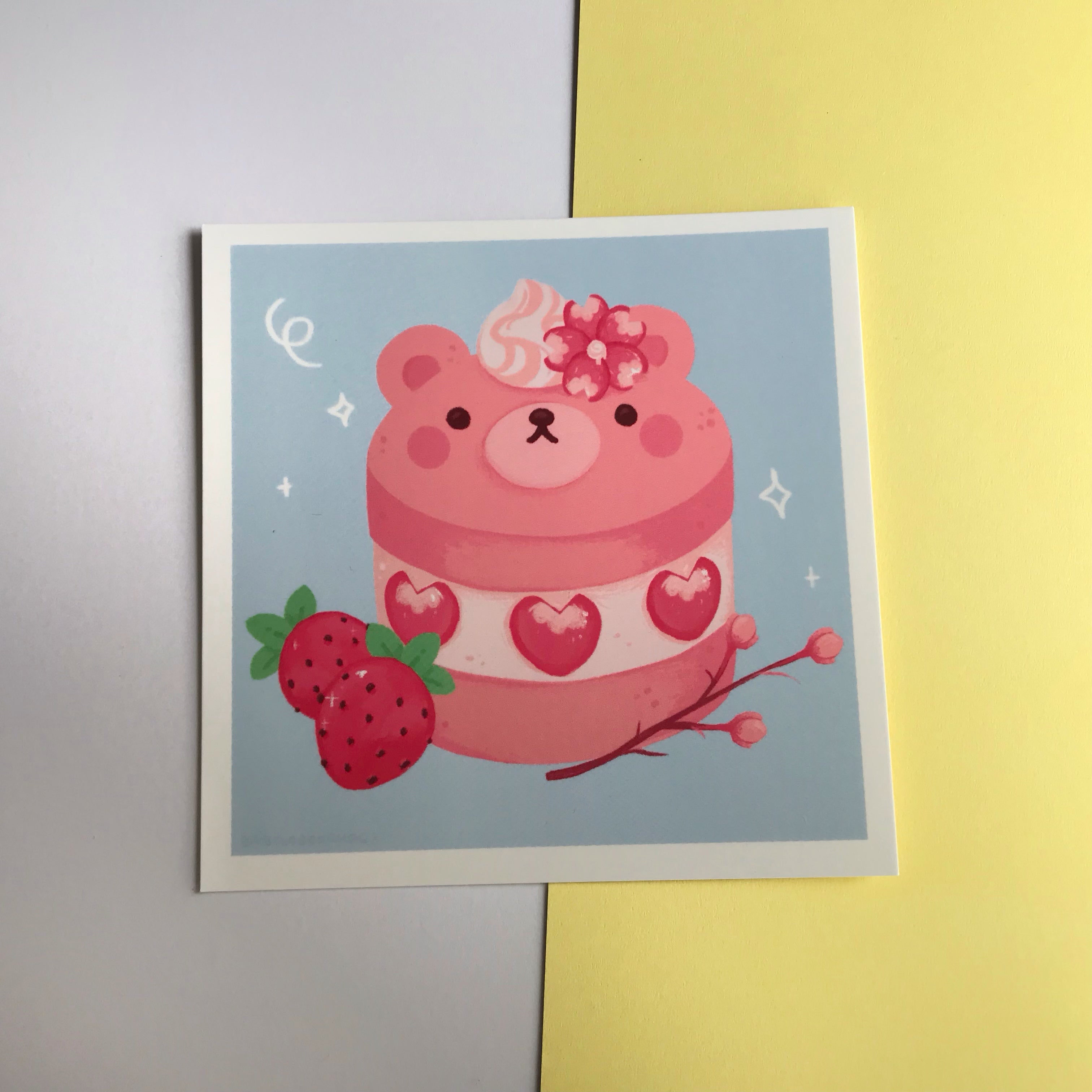 Bristlebearhog Art Print - Beary Sweet Sakura Cake