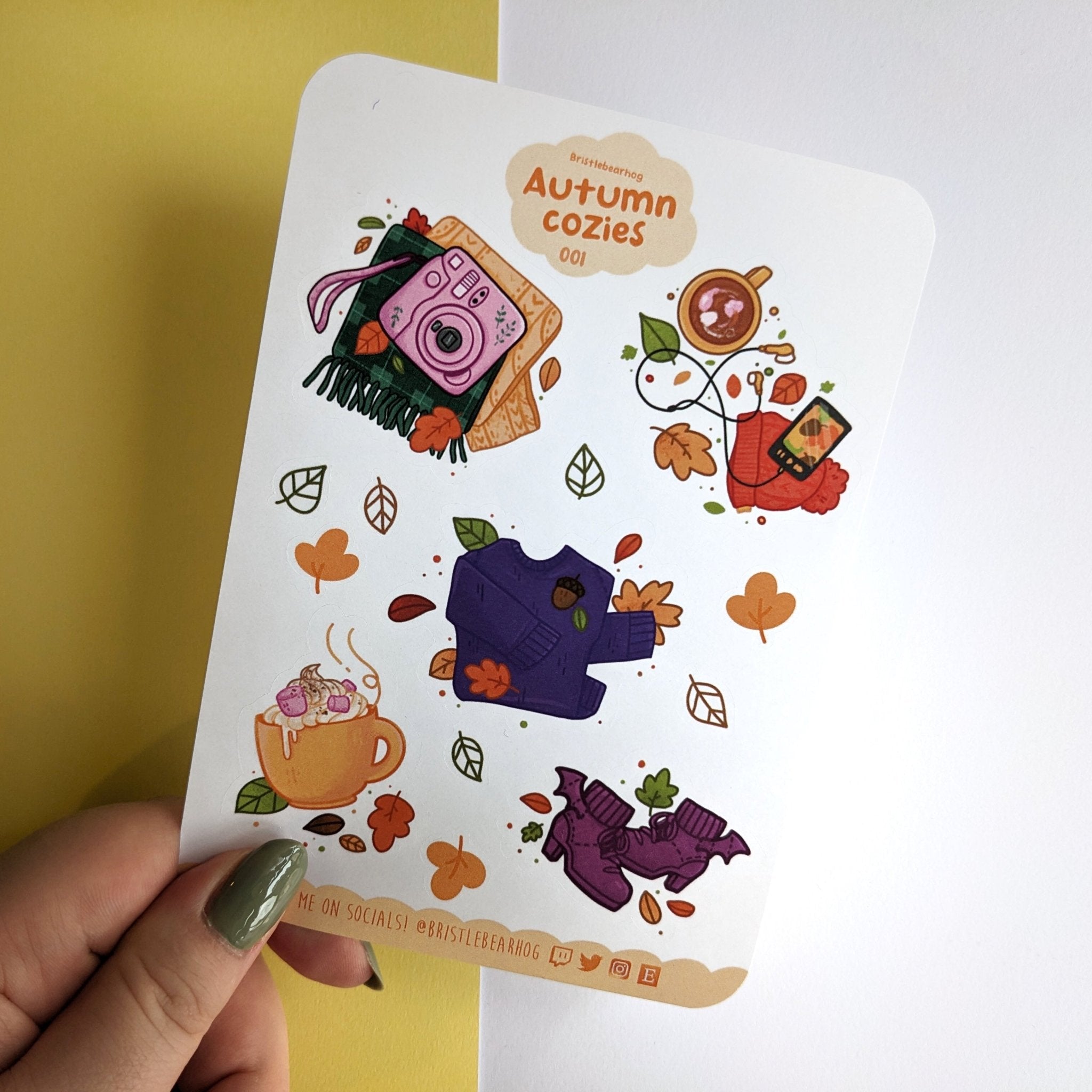 Bristlebearhog Sticker Sheet - Autumn Cozies | Buy Online from The Home Crafters