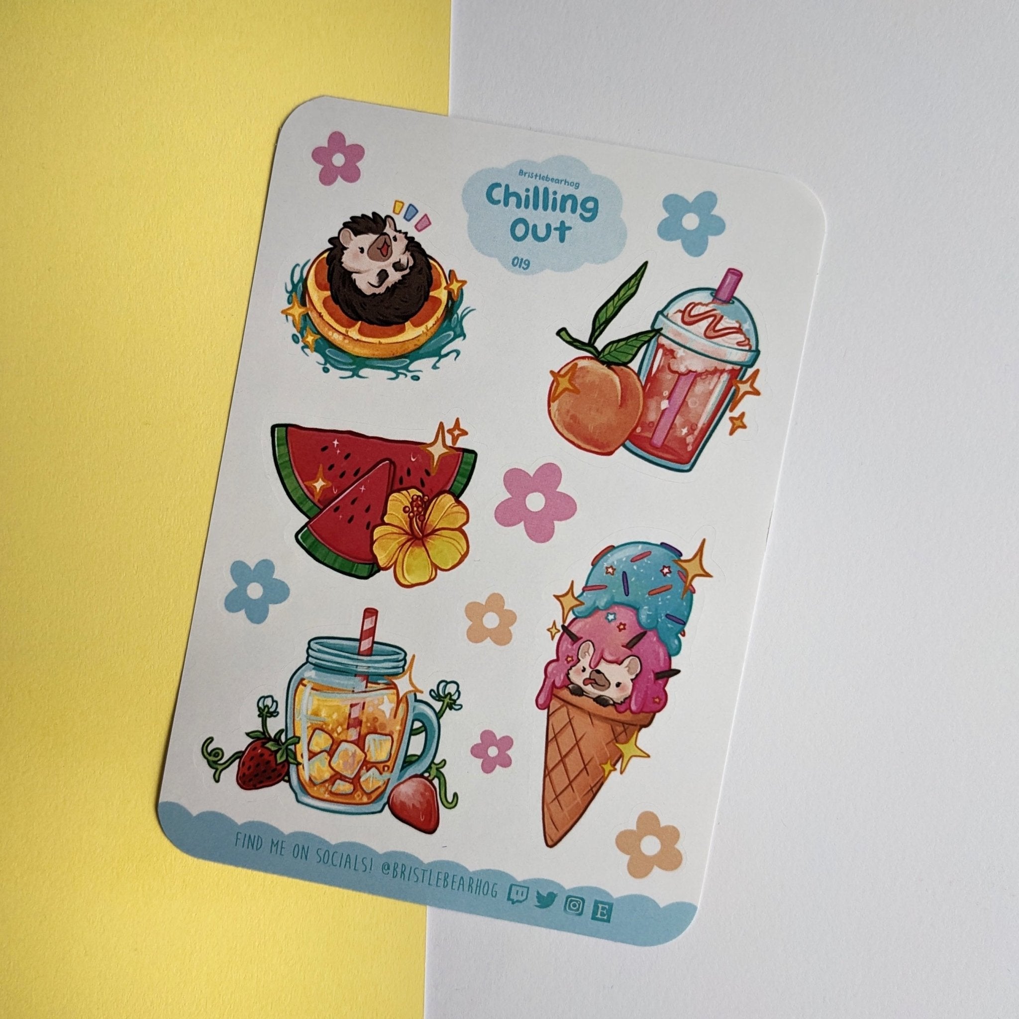 Bristlebearhog Sticker Sheet - Chilling Out | Buy Online from The Home Crafters