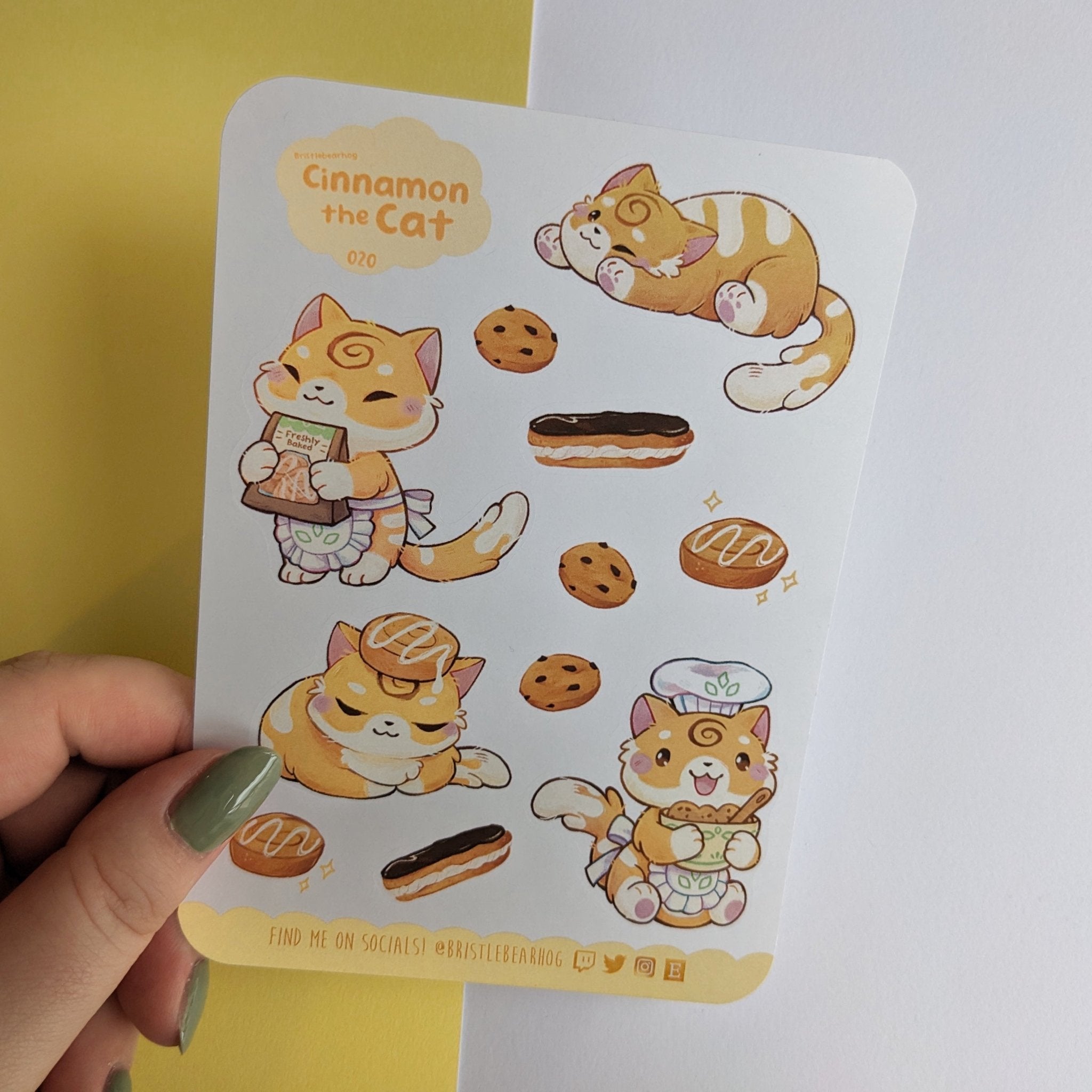 Bristlebearhog Sticker Sheet - Cinnamon the Cat | Buy Online from The Home Crafters