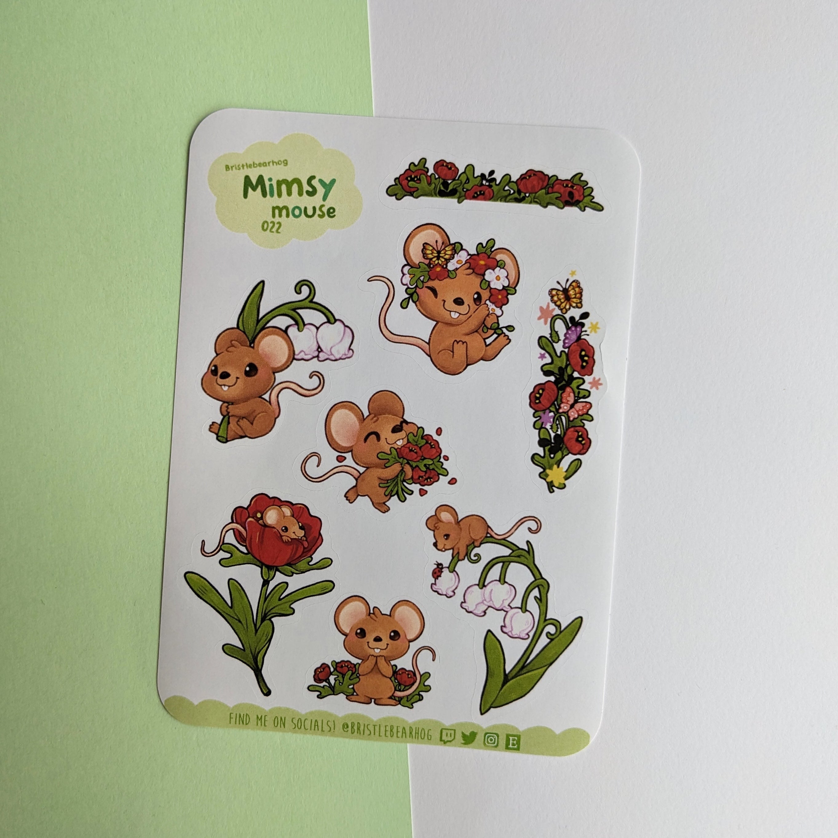 Bristlebearhog Sticker Sheet - Mimsy Mouse