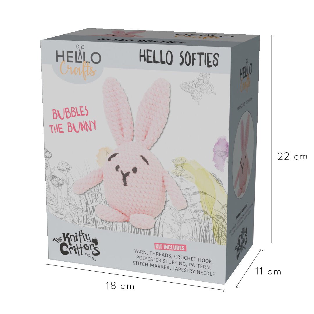 Knitty Critters Hello Softies Crochet Kit: Bubbles The Bunny | Buy Online from The Home Crafters