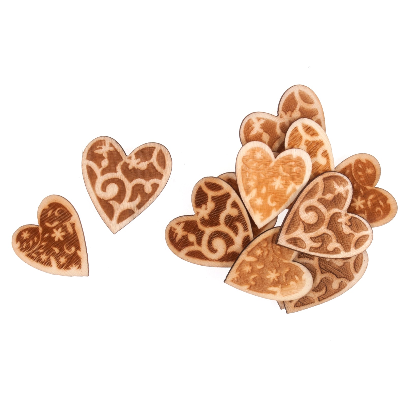 Craft Embellishments: Hearts: Natural: Assorted: Pack of 12 | Buy Online from The Home Crafters