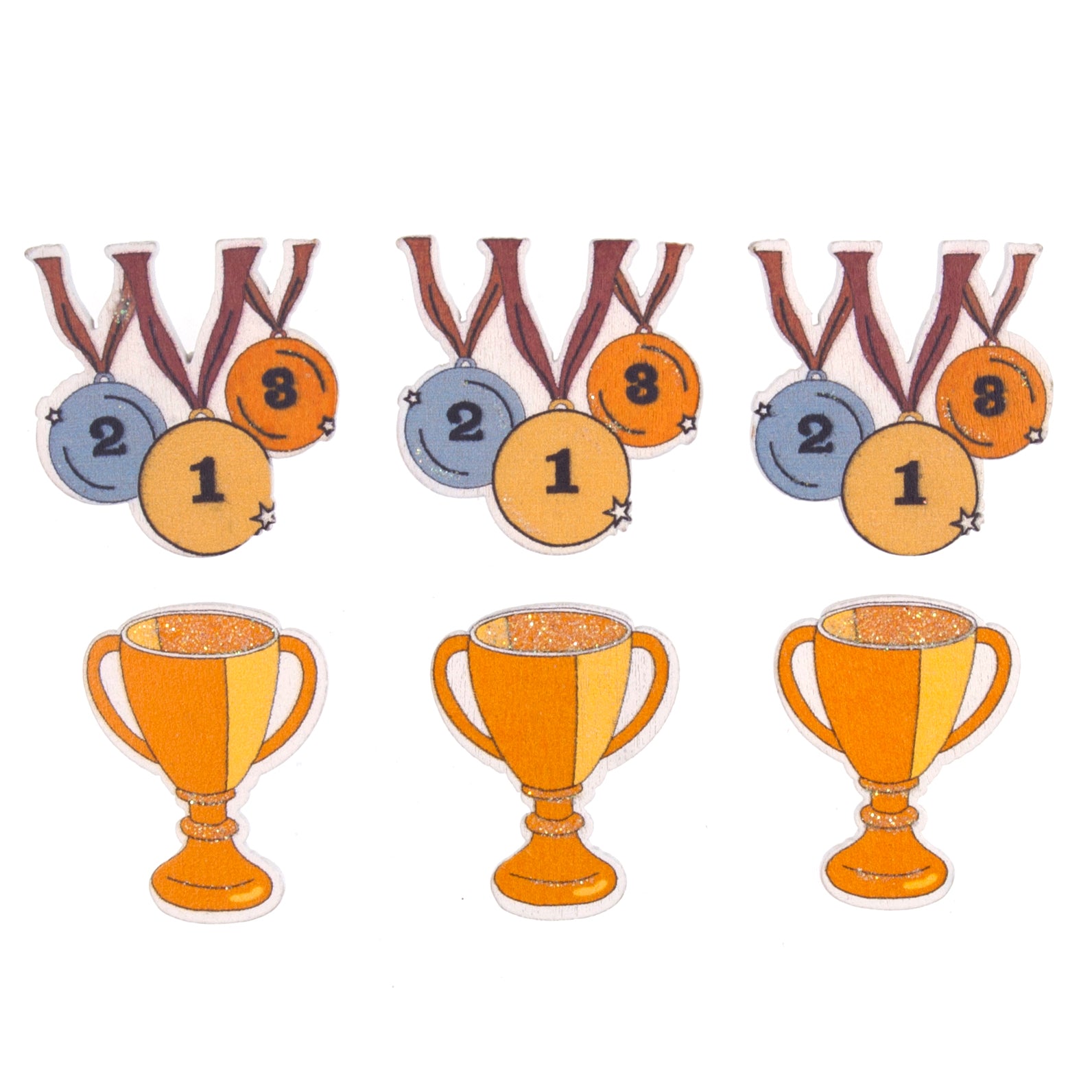 Craft Embellishments: Trophy and Medals: Pack of 6 | Buy Online from The Home Crafters