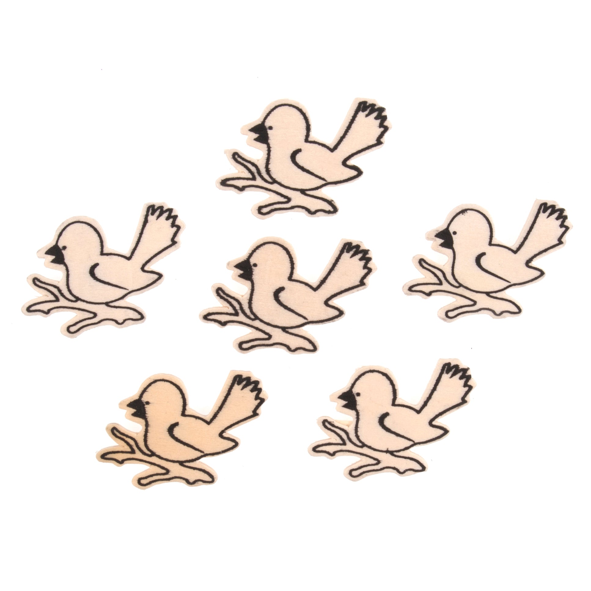 Craft Embellishments: Natural: Wooden Birds: Pack of 6 | Buy Online from The Home Crafters