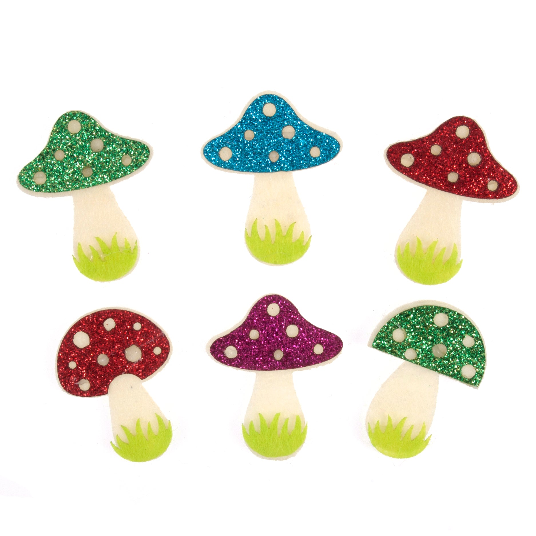 Craft Embellishments: Mushroom with Glitter: Pack of 6 | Buy Online from The Home Crafters