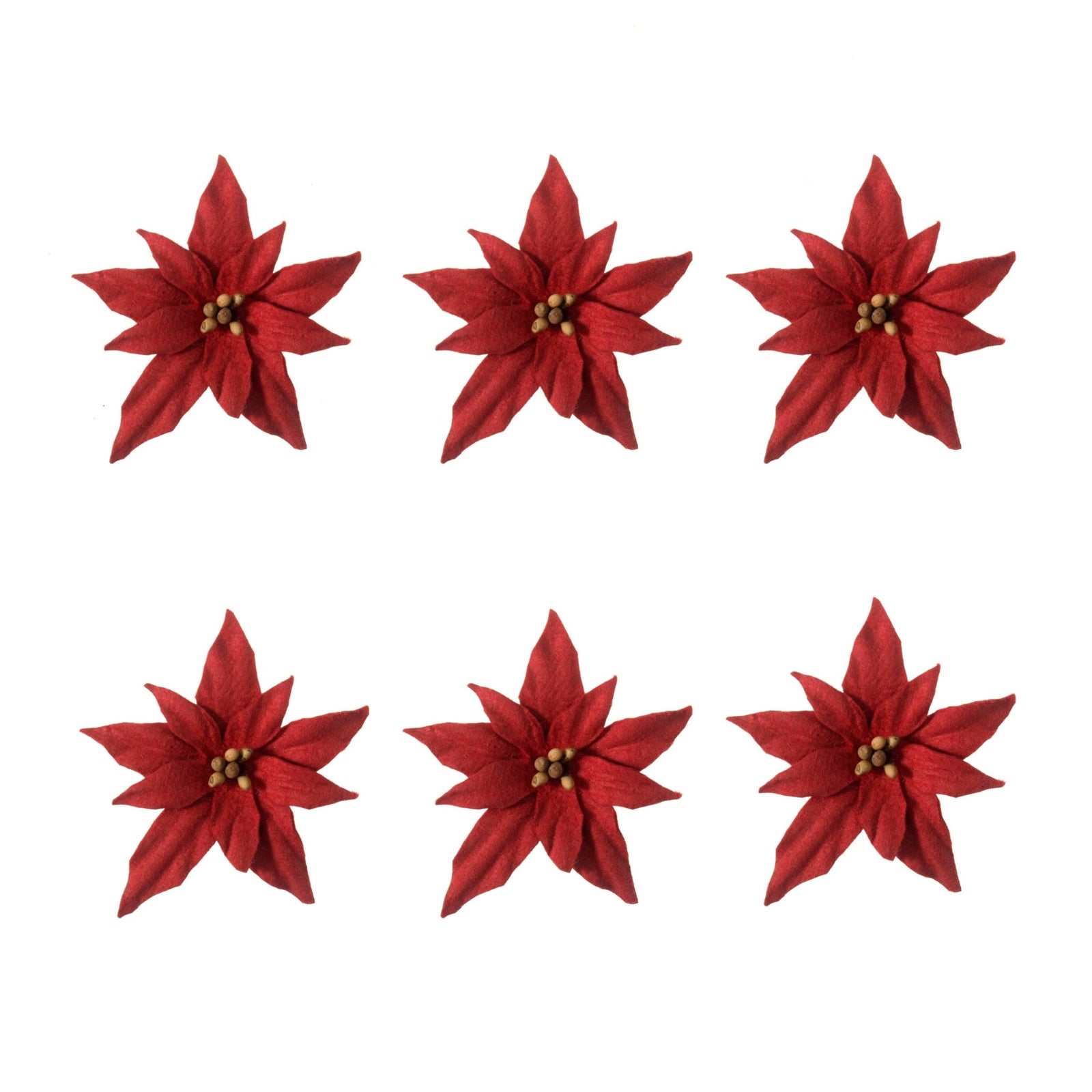 Christmas Craft Embellishments: Poinsettia Bloom - 6pk | Buy Online from The Home Crafters