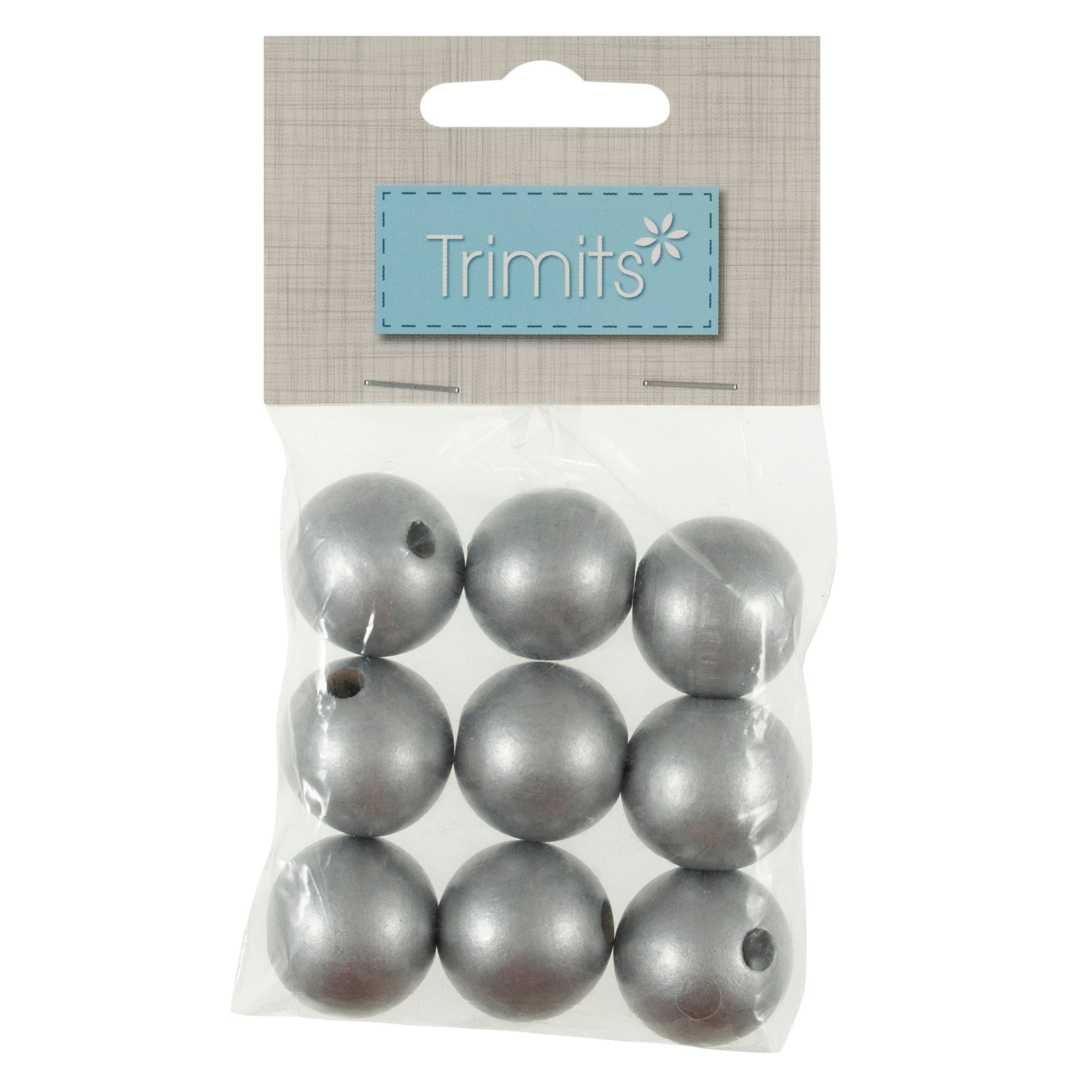 Trimits 25mm Wooden Craft Beads for Macramé - Silver | Buy Online from The Home Crafters