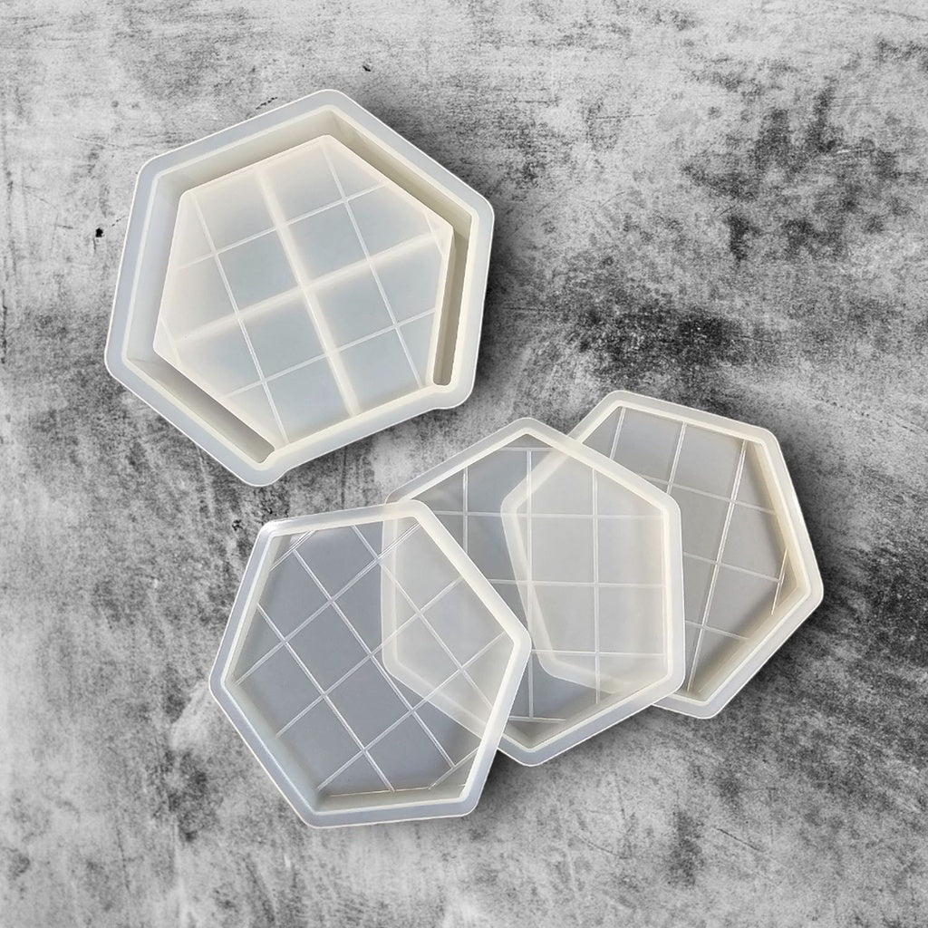 Large Silicone Mould: Hexagonal Mosaic Coaster Set