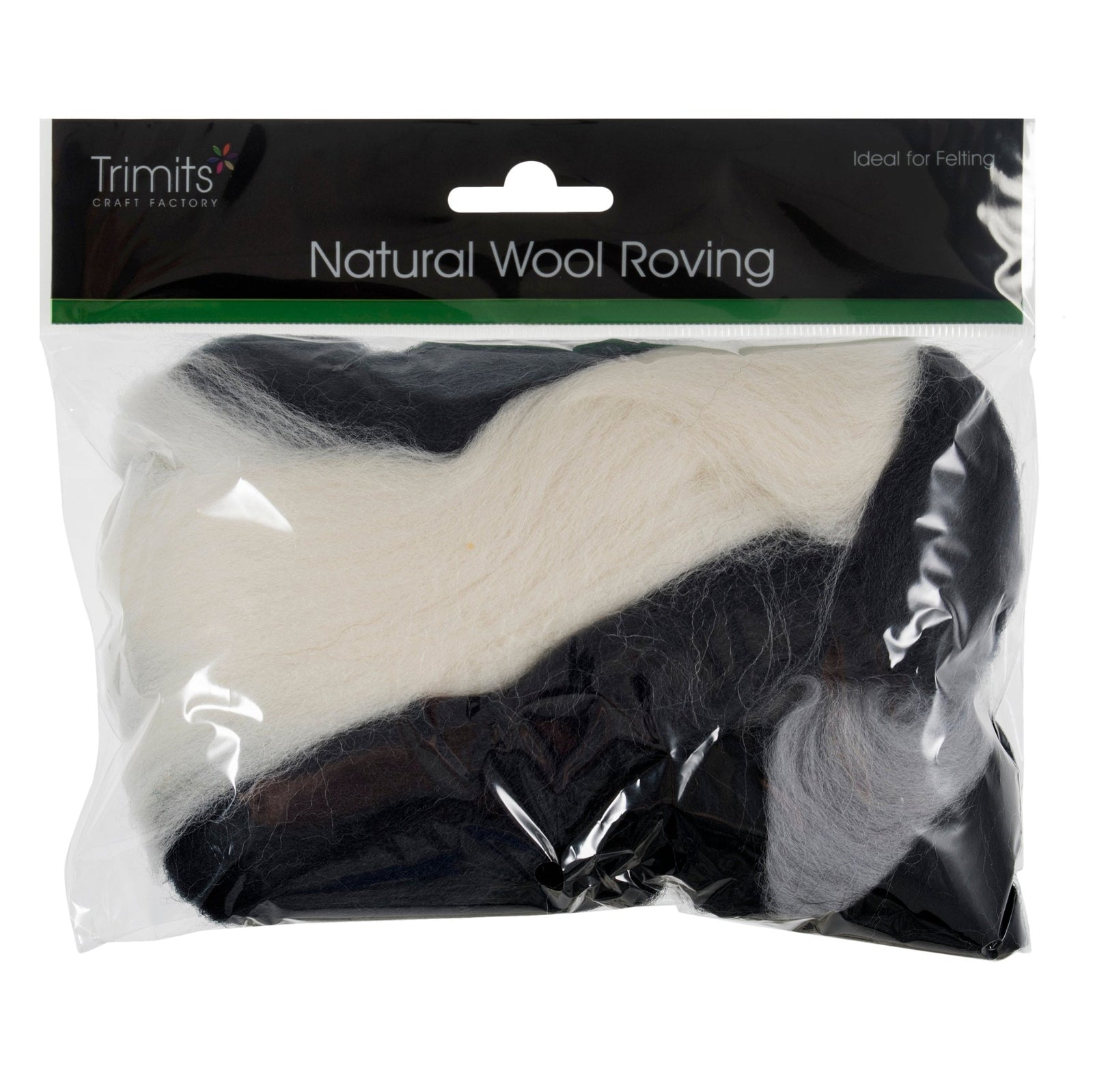 Natural Wool Roving: 50g: Assorted Monochrome | Buy Online from The Home Crafters
