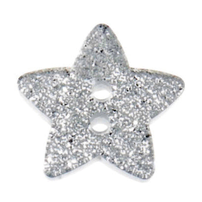 Star Glitter Button: Silver - 18mm