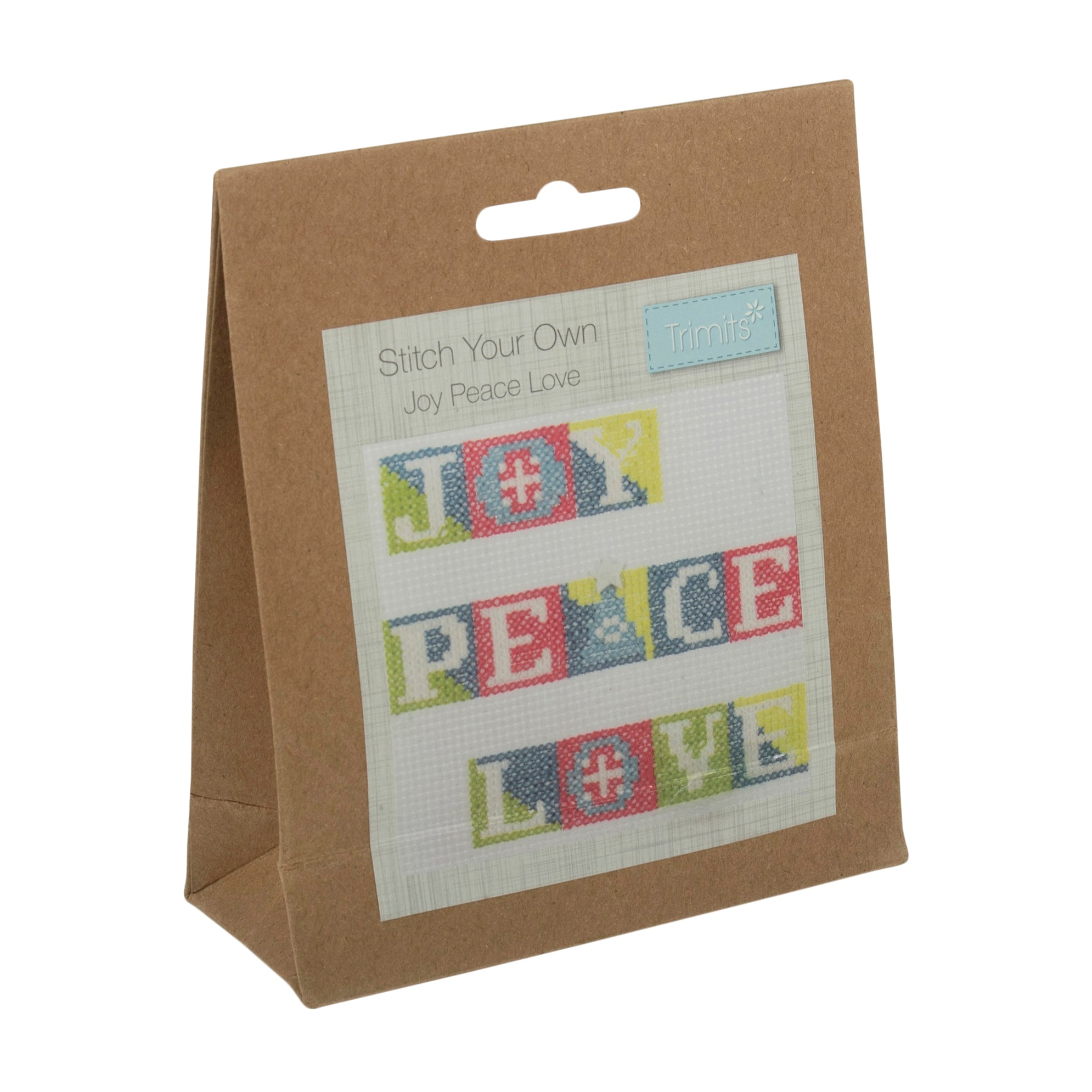 Trimits Mini Festive Counted Cross Stitch Kit: Joy Peace & Love | Buy Online from The Home Crafters