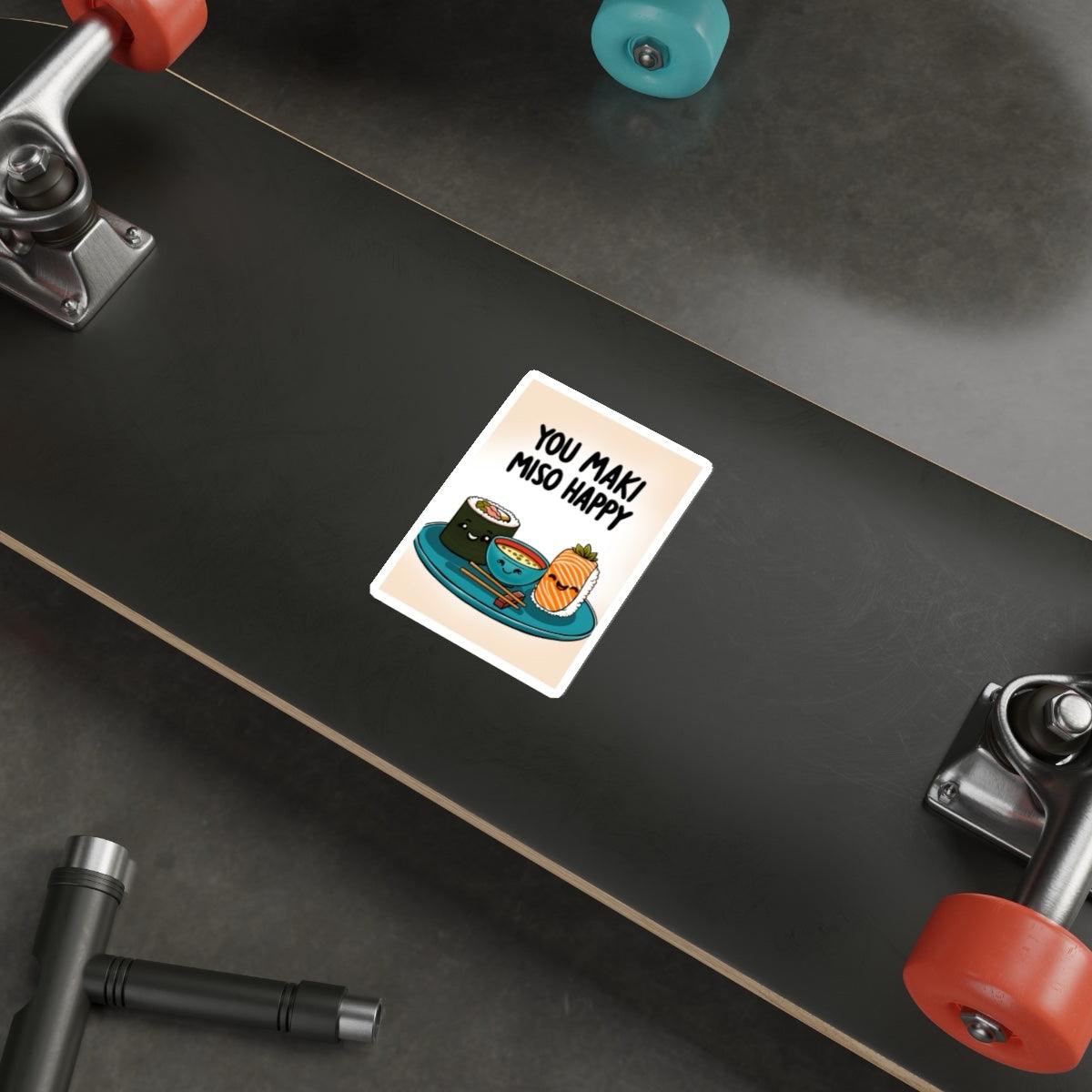 You Maki Miso Happy Sticker | Cute Sushi Pun Vinyl Decal | Buy Online from The Home Crafters