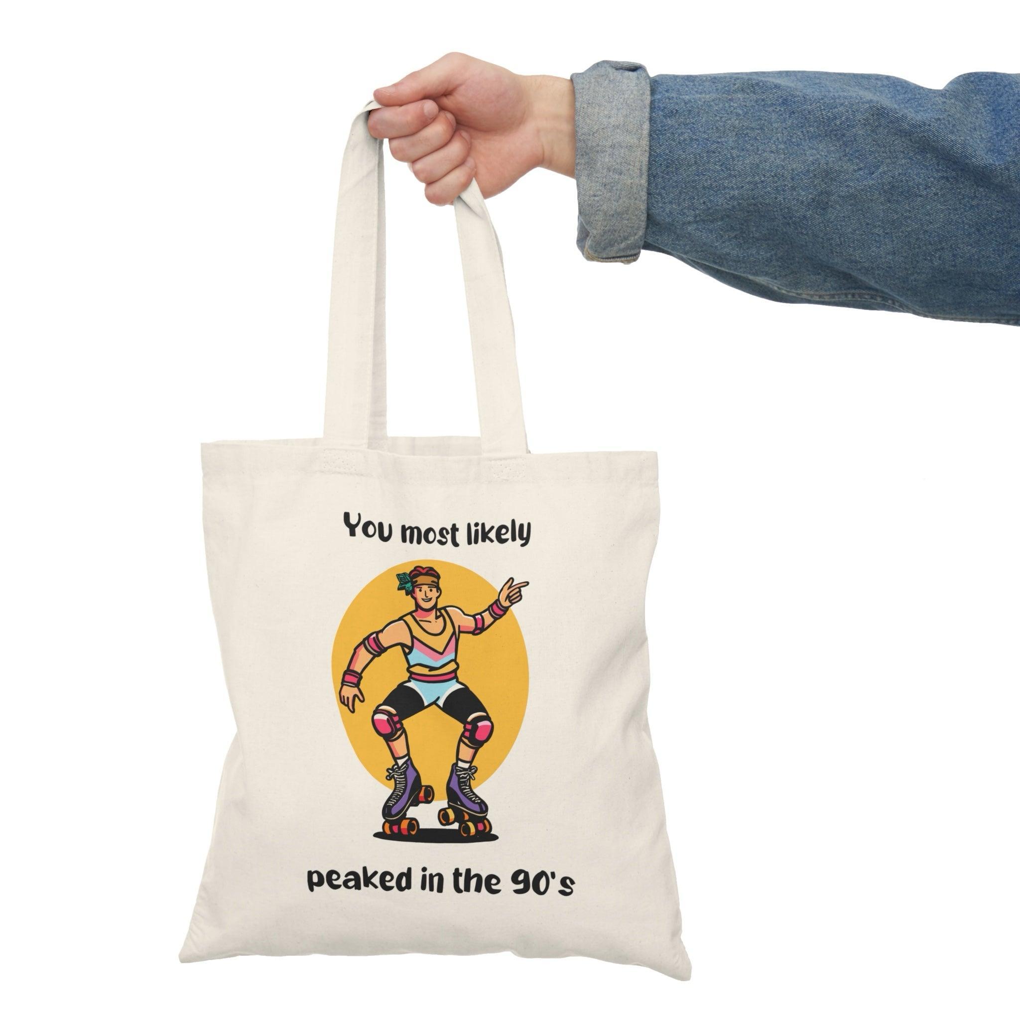 90s Peaked Tote – Funny Nostalgia Recycled Cotton Bag | Buy Online from The Home Crafters