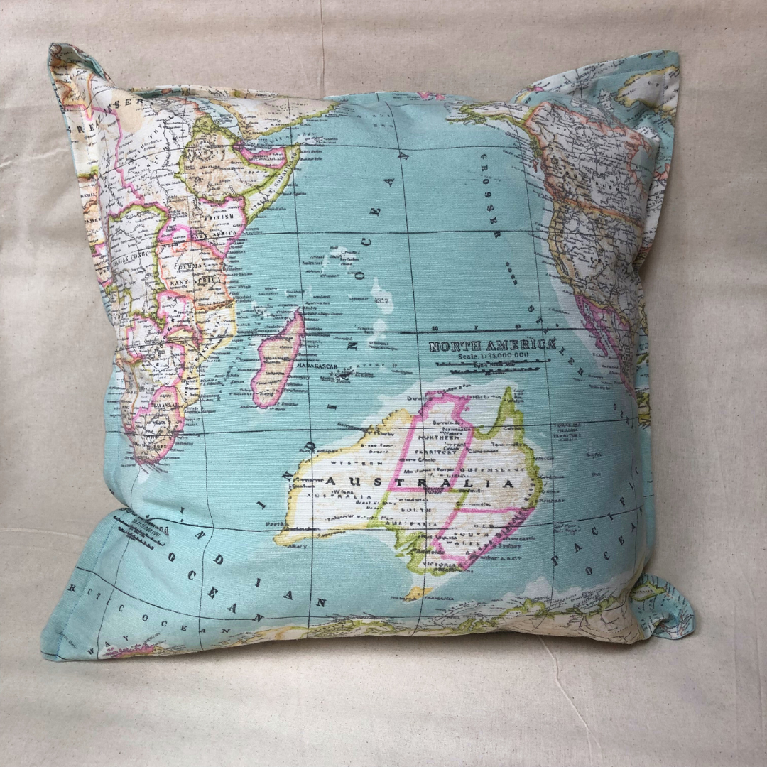 Handmade World Map Cushion