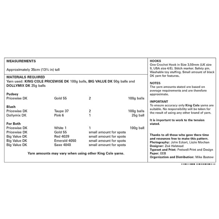 King Cole Children in Need - Pudsey & Blush Bears Crochet Pattern 1005 - Double Knit | Buy Online from The Home Crafters