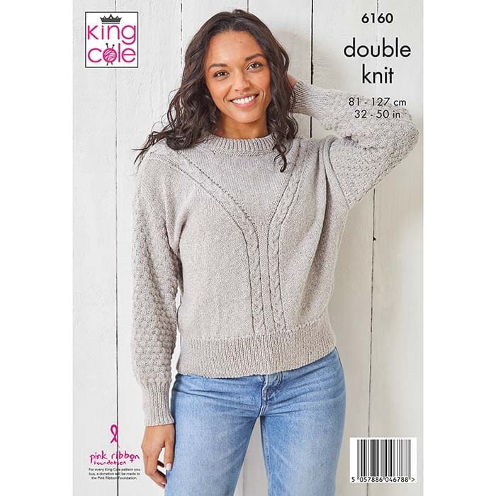 King Cole Ladies Sweater & Cardigan Knitting Pattern 6160 - Double Knit | Buy Online from The Home Crafters