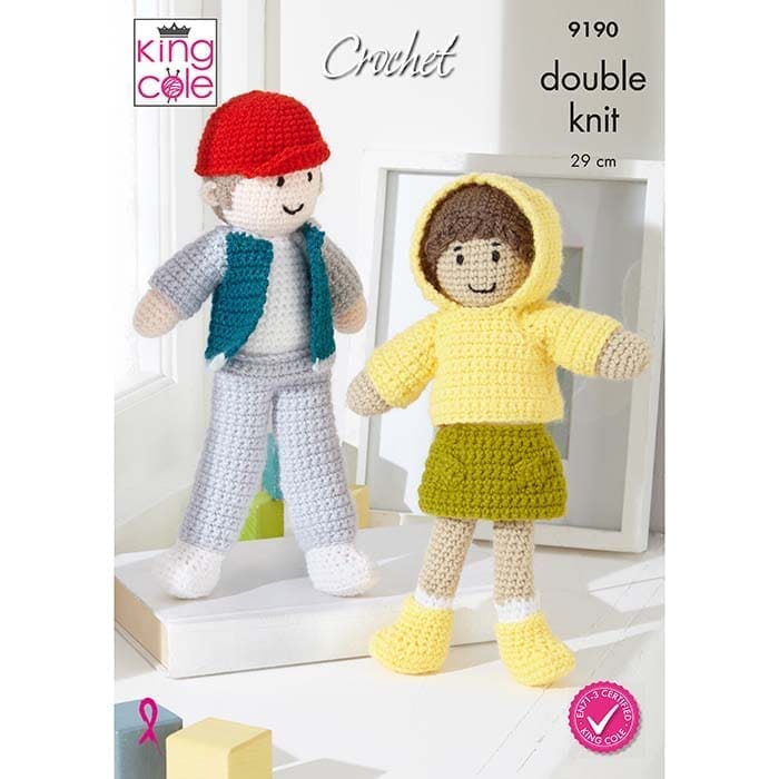 King Cole Dress Up Dolls Crochet Pattern 9190 - Double Knit | Buy Online from The Home Crafters