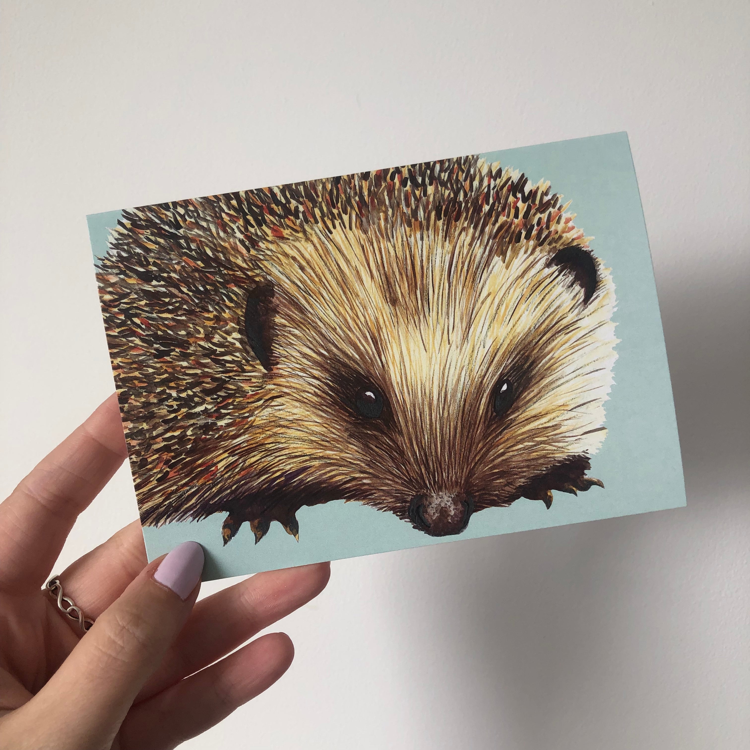 Handmade Wildlife Greetings Card - Hedgehog