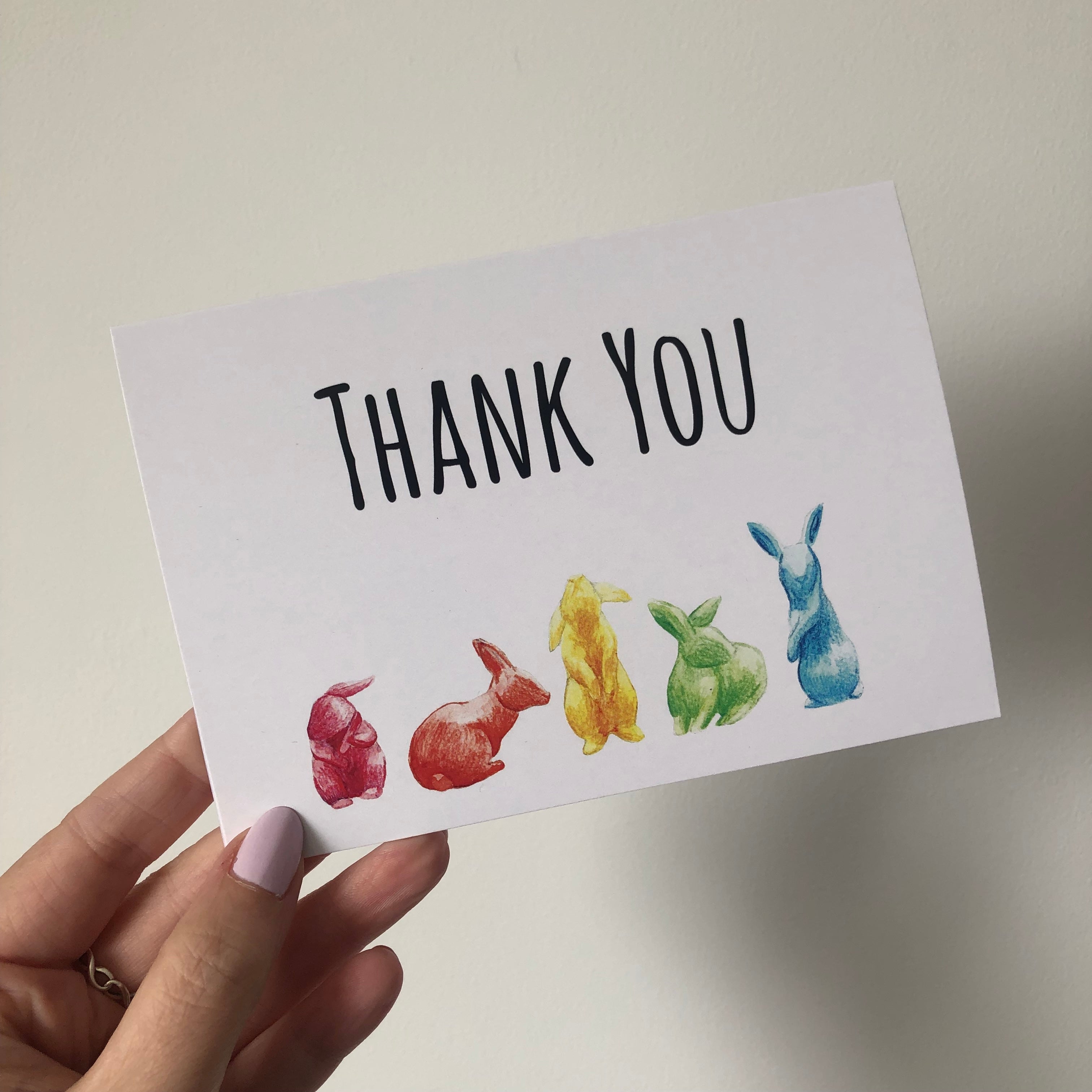 Handmade Wildlife Greetings Card - Thank You Rabbits