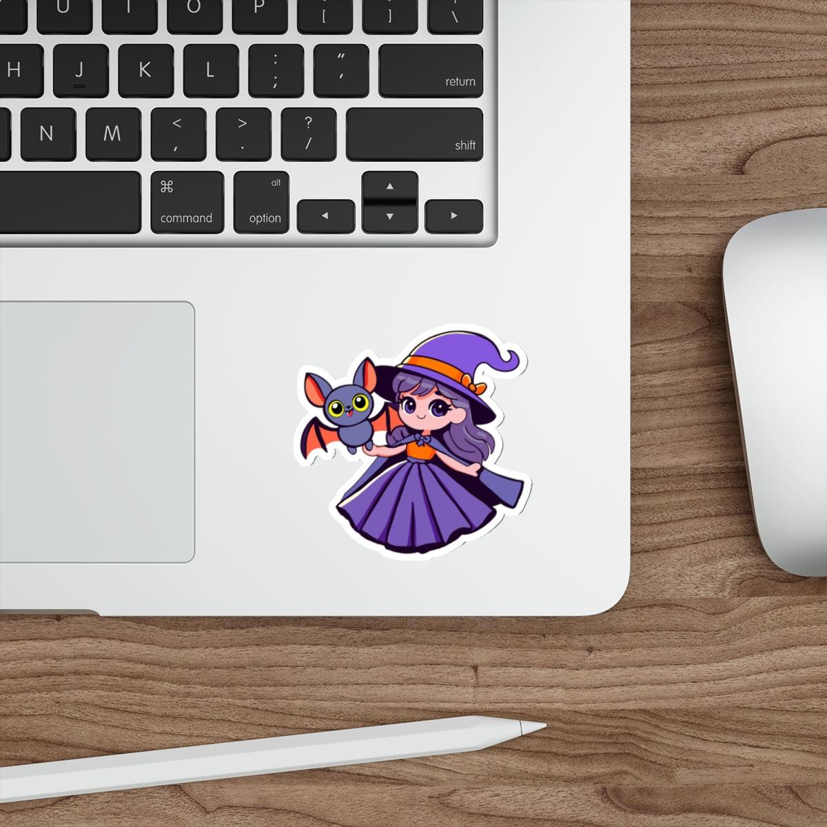 Witch and Bat Waterproof Sticker | Buy Online from The Home Crafters