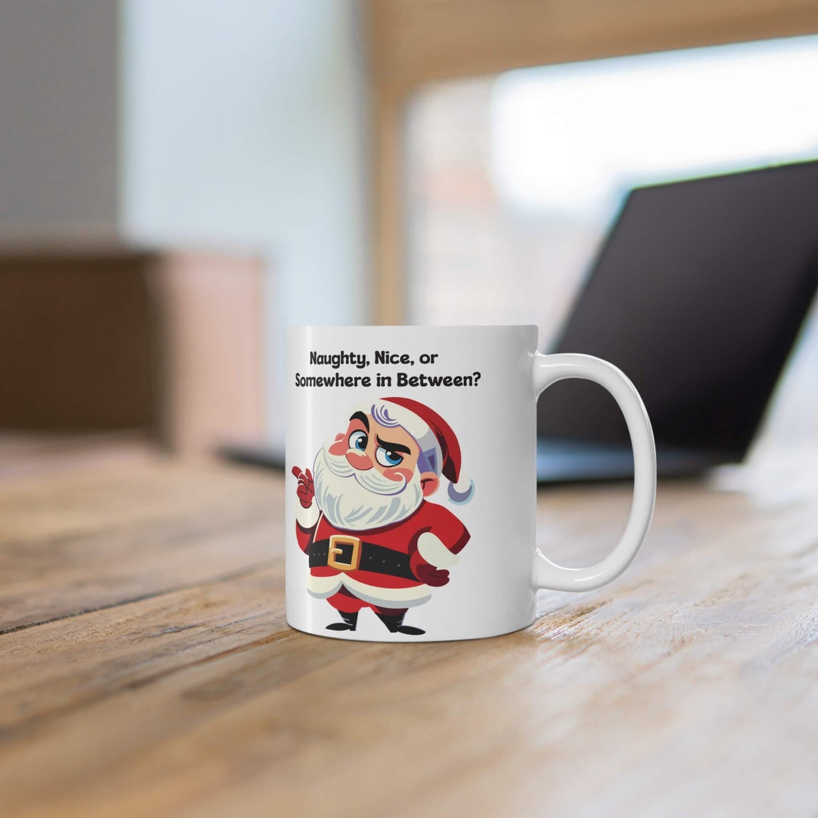 Naughty, Nice, or In Between? – Santa Christmas Mug | Buy Online from The Home Crafters