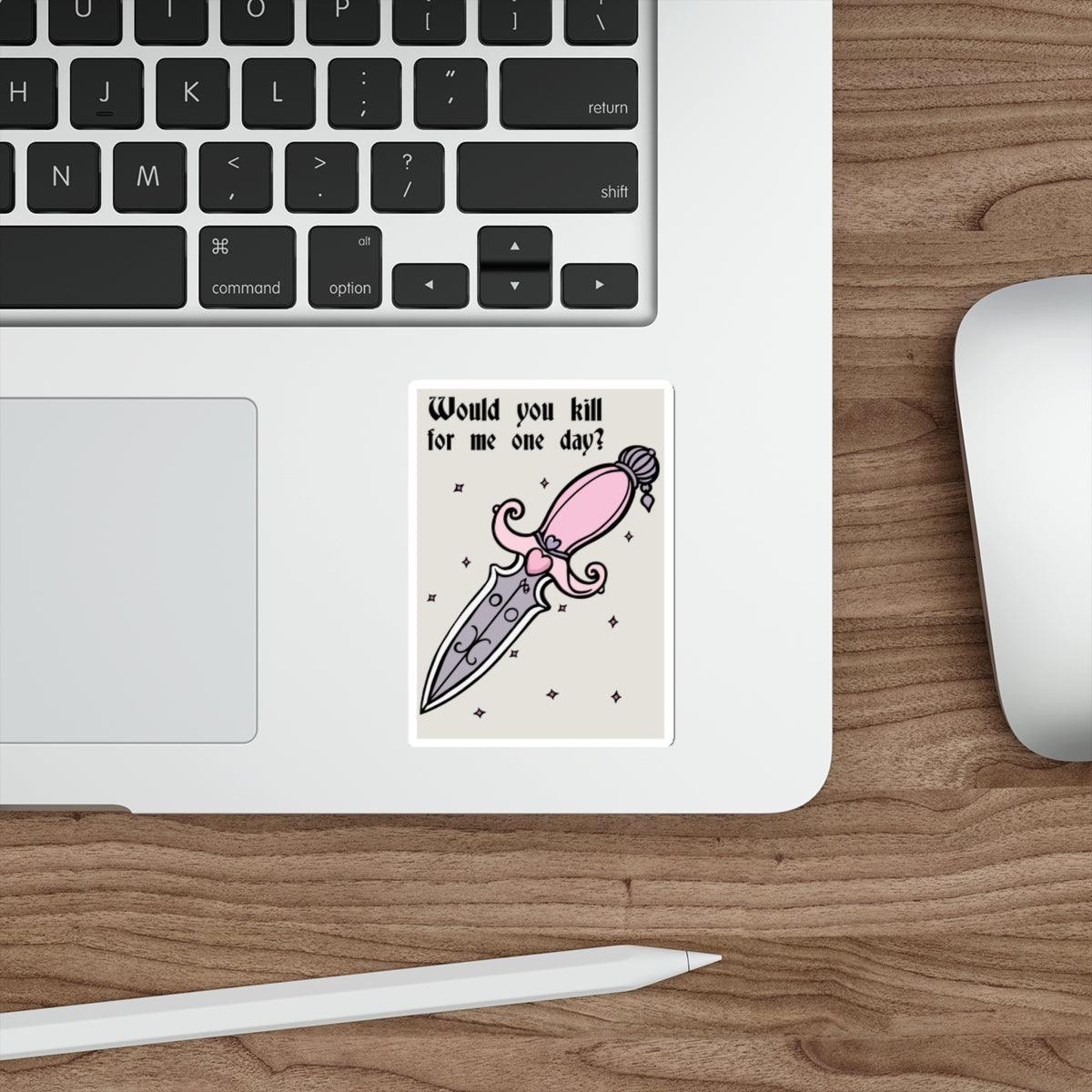 Would You Kill for Me? – Pink Cartoon Dagger Sticker | Buy Online from The Home Crafters