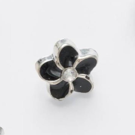 Black & Silver Diamante Flower Buttons: 11mm - each | Buy Online from The Home Crafters