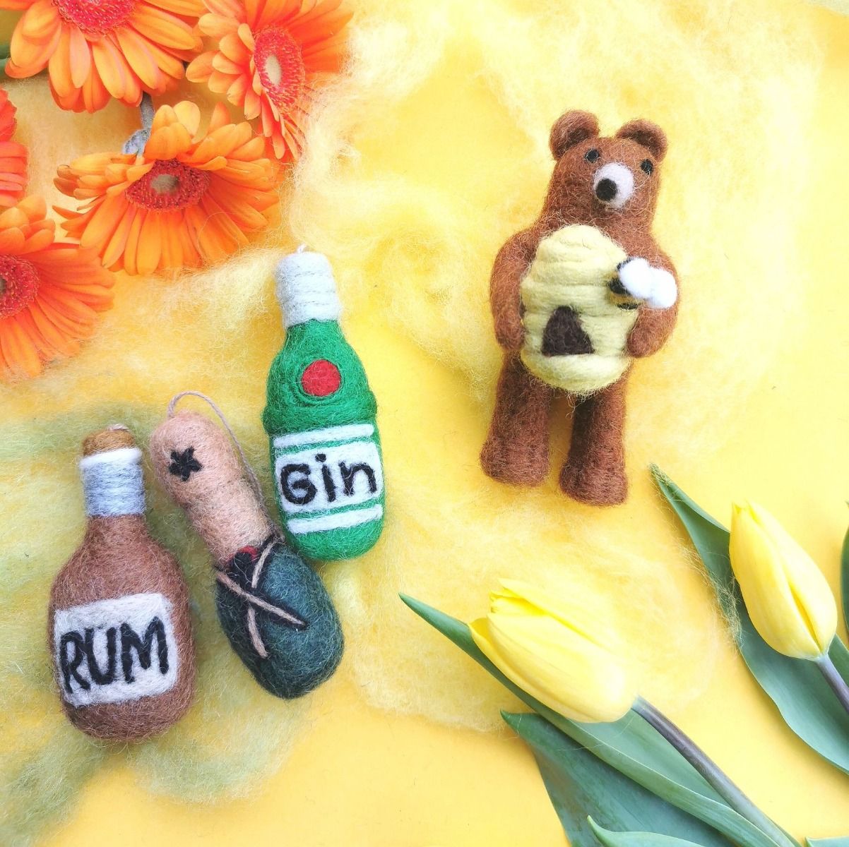 Handmade Needle Felt Bottle of Gin | Buy Online from The Home Crafters