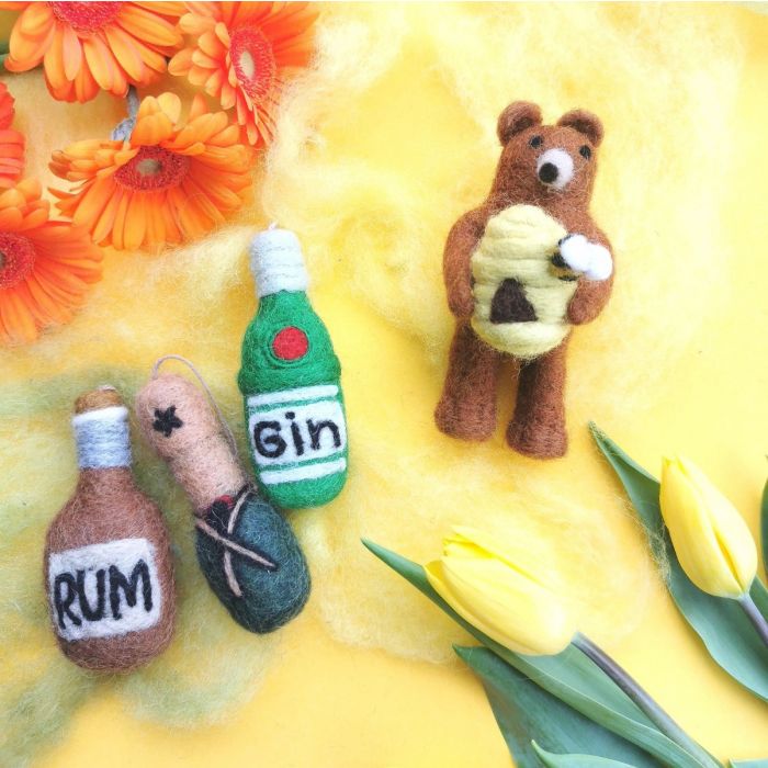 Handmade Needle Felt Bottle of Rum | Buy Online from The Home Crafters