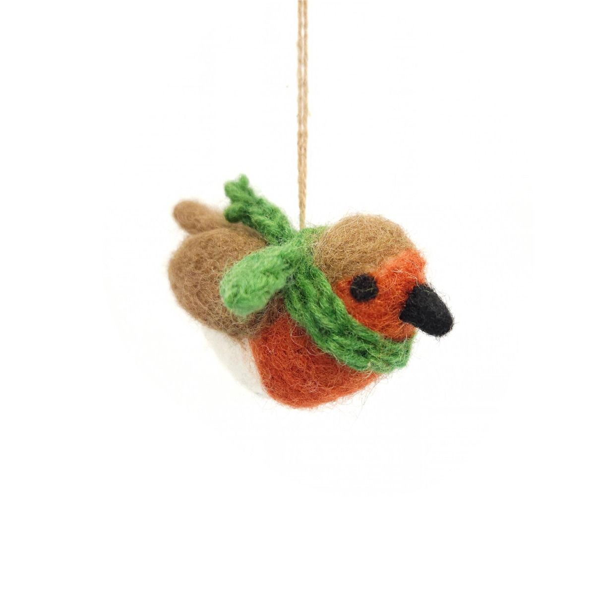 Handmade Needle Felt Hanging Christmas Decoration - Robbie Robin | Buy Online from The Home Crafters