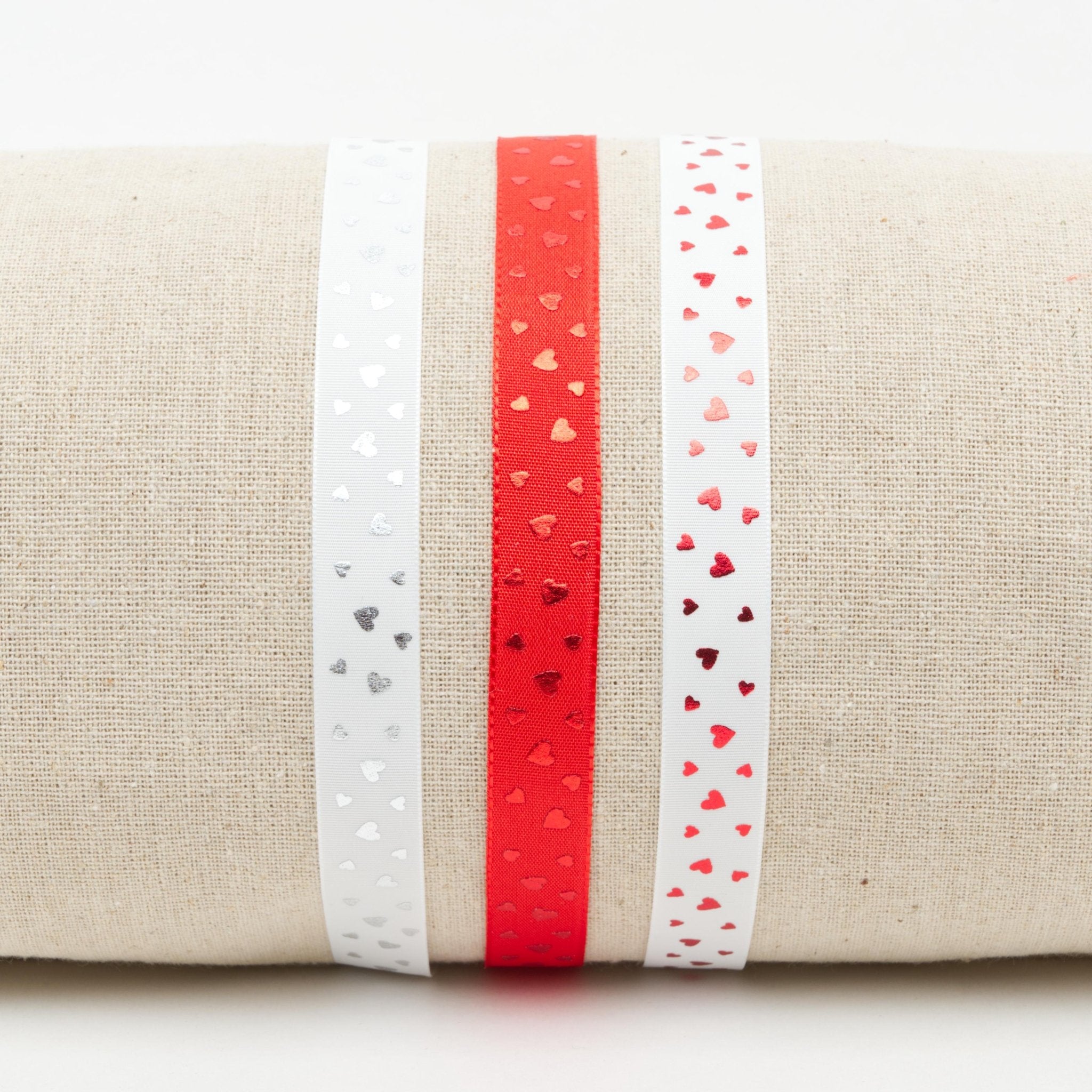 Ribbon: Metallic Valentine's Heart - 15mm | Buy Online from The Home Crafters