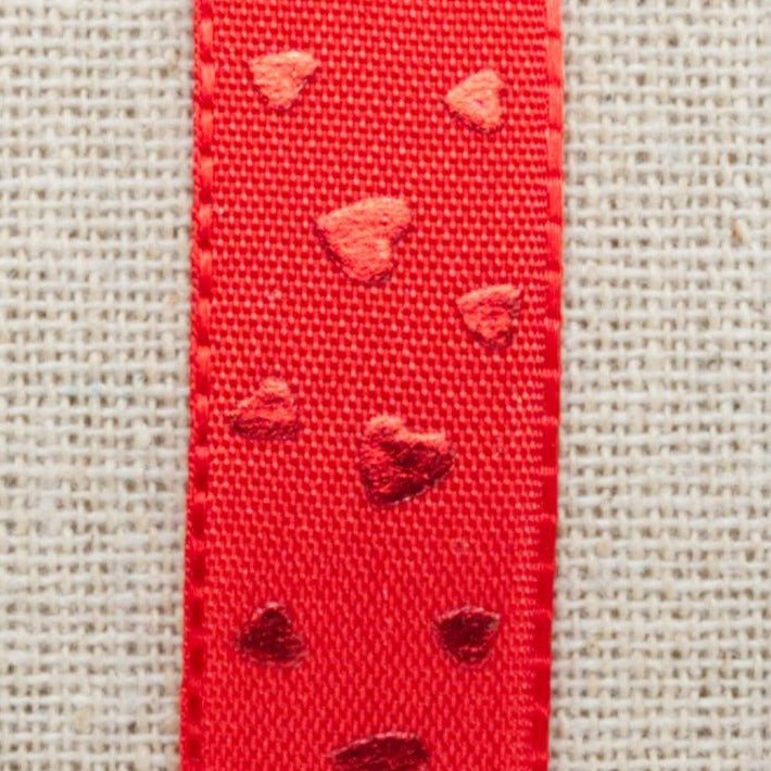 Ribbon: Metallic Valentine's Heart - 15mm | Buy Online from The Home Crafters