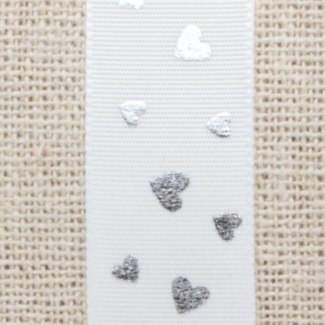 Ribbon: Metallic Valentine's Heart - 15mm | Buy Online from The Home Crafters