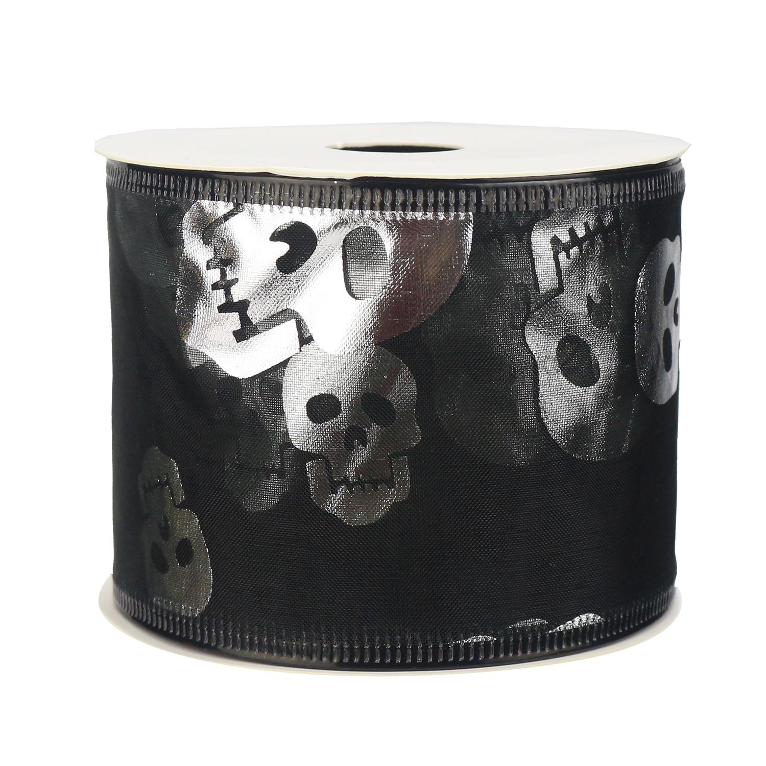 Wire Edge Ribbon: 63mm: Skull (per metre) | Buy Online from The Home Crafters