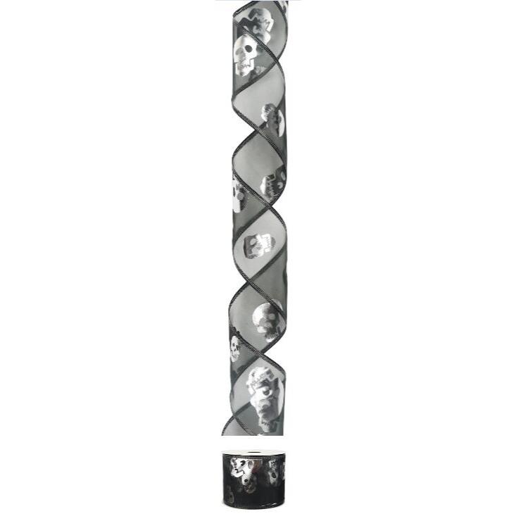 Wire Edge Ribbon: 63mm: Skull (per metre) | Buy Online from The Home Crafters