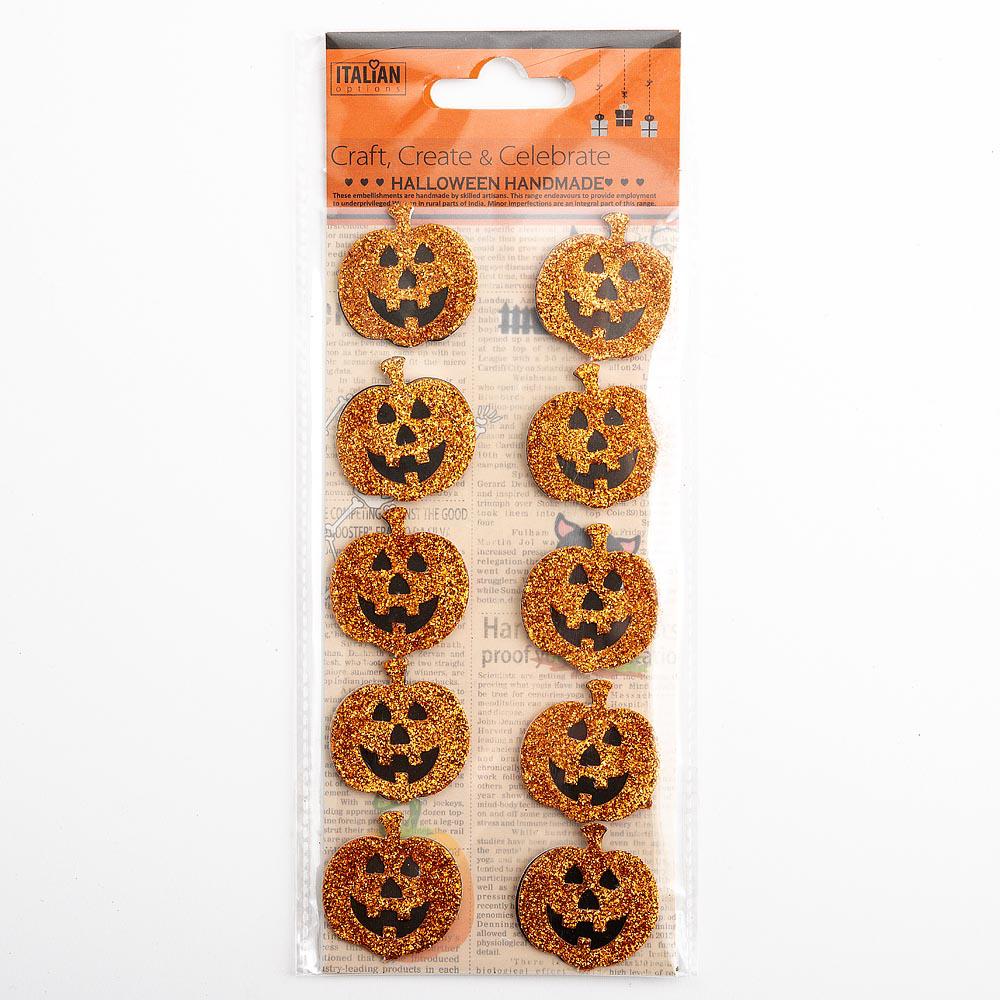 Halloween Handmade: Glitter Pumpkin Topper Stickers - 10pc | Buy Online from The Home Crafters